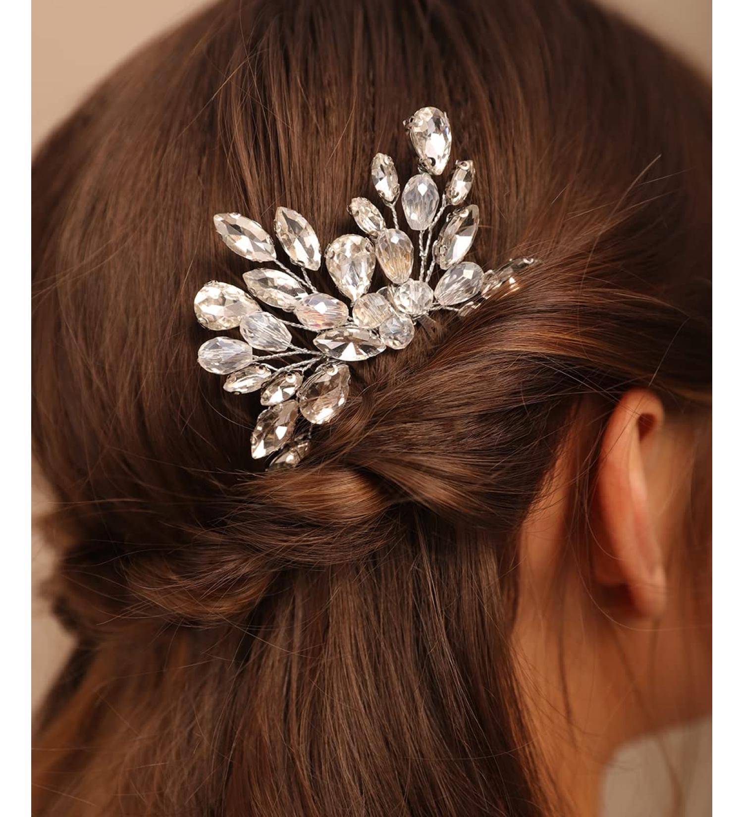 Chargances Bride Gold Rhinestone Hair Comb Wedding Crystal Beaded Hair Side Comb Fashion Bridal Handmade Hair Accessories for Women Bridesmaid Girls (Gold) - Buy Online on GoSupps.com