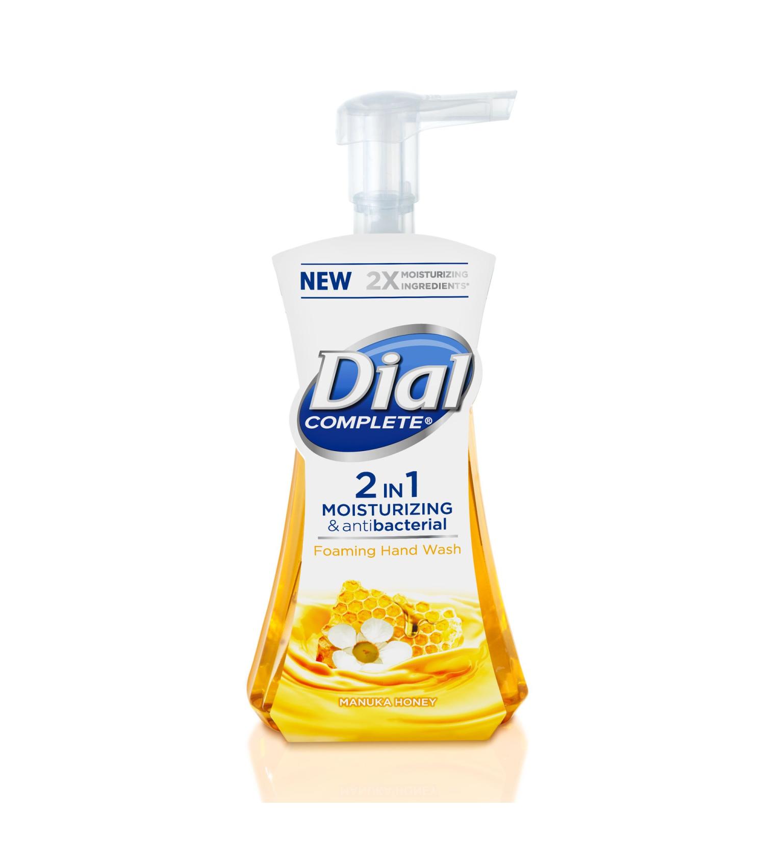 Dial Complete 2 in 1 Moisturizing & Antibacterial Foaming Hand Wash Manuka Honey 7.5oz - 8 Pack - Buy Online on GoSupps.com