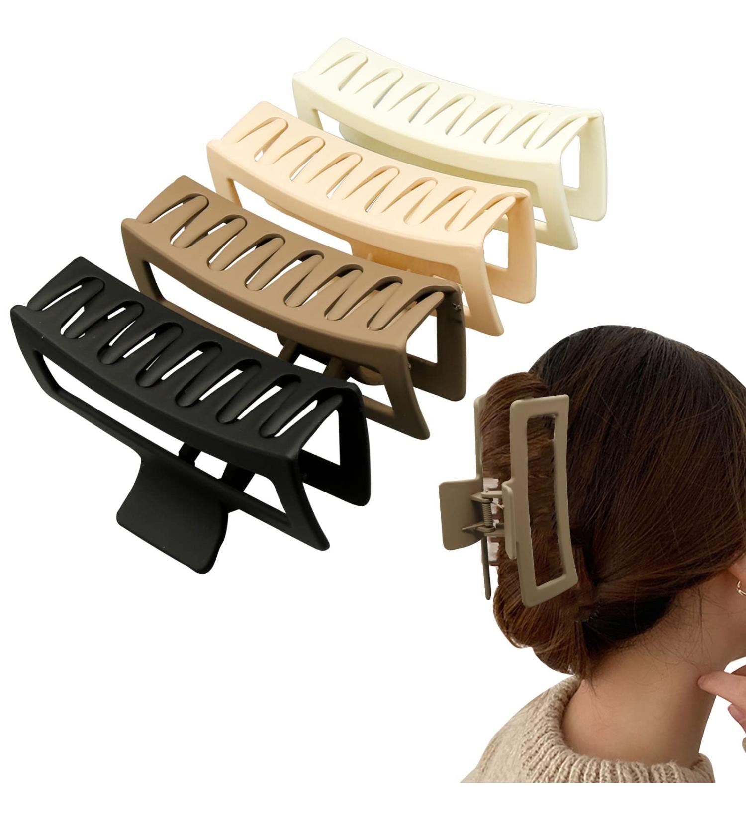 4 Pcs Extra Large Claw Clips for Thick Hair - Non-slip Jumbo Hair Clips for Curly Hair - Strong Hold Rectangle Claw Clip - Buy Online on GoSupps.com