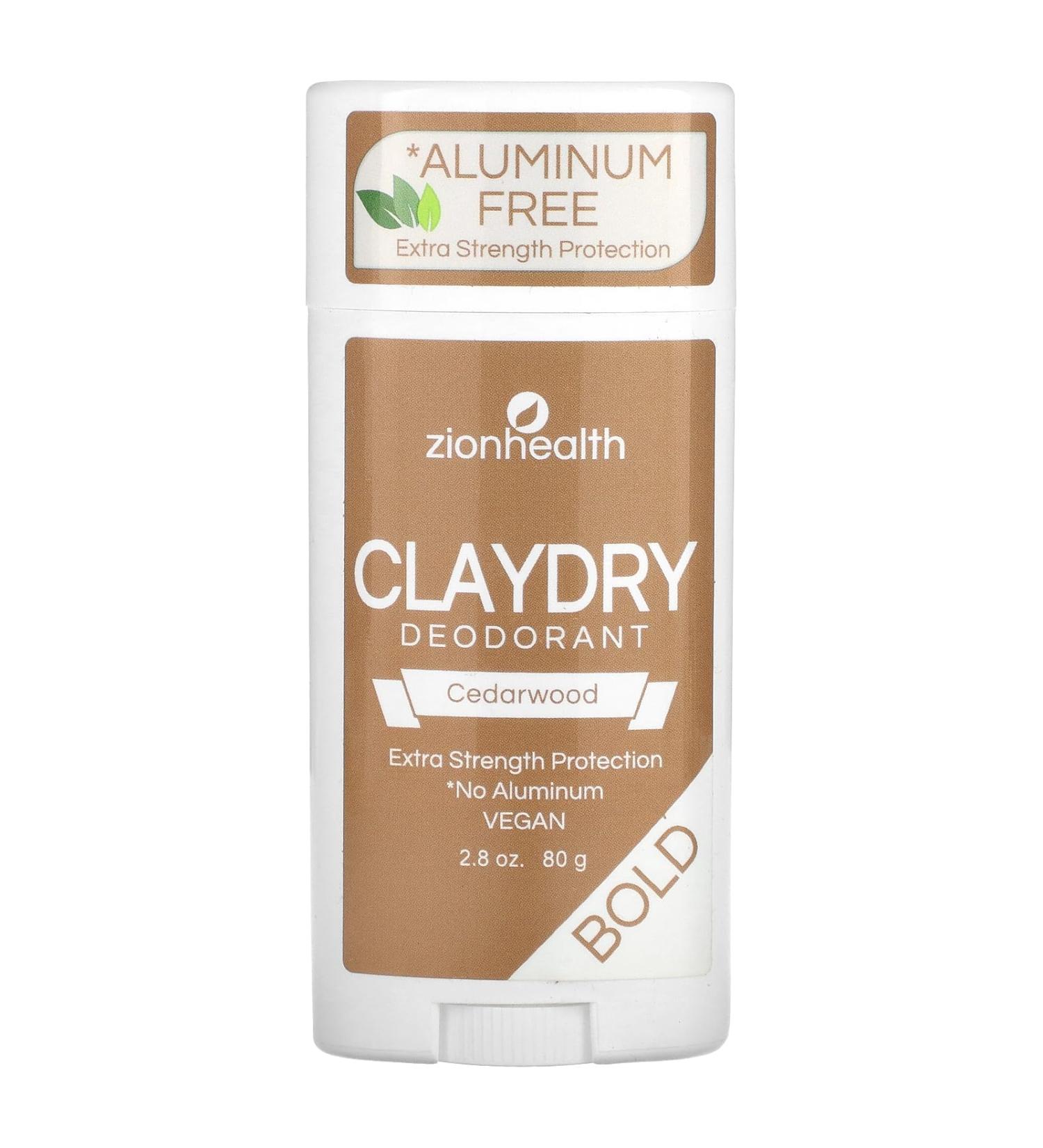 Zion Health Clay Dry Bold Deodorant Stick 2.8 oz Cedarwood