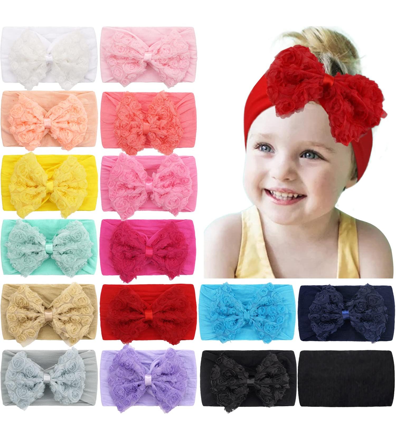 Midodo 15 Pcs Baby Girl Soft Elastic Turban Headbands - Newborn Knot Hair Bands for Infants - Buy Online on GoSupps.com