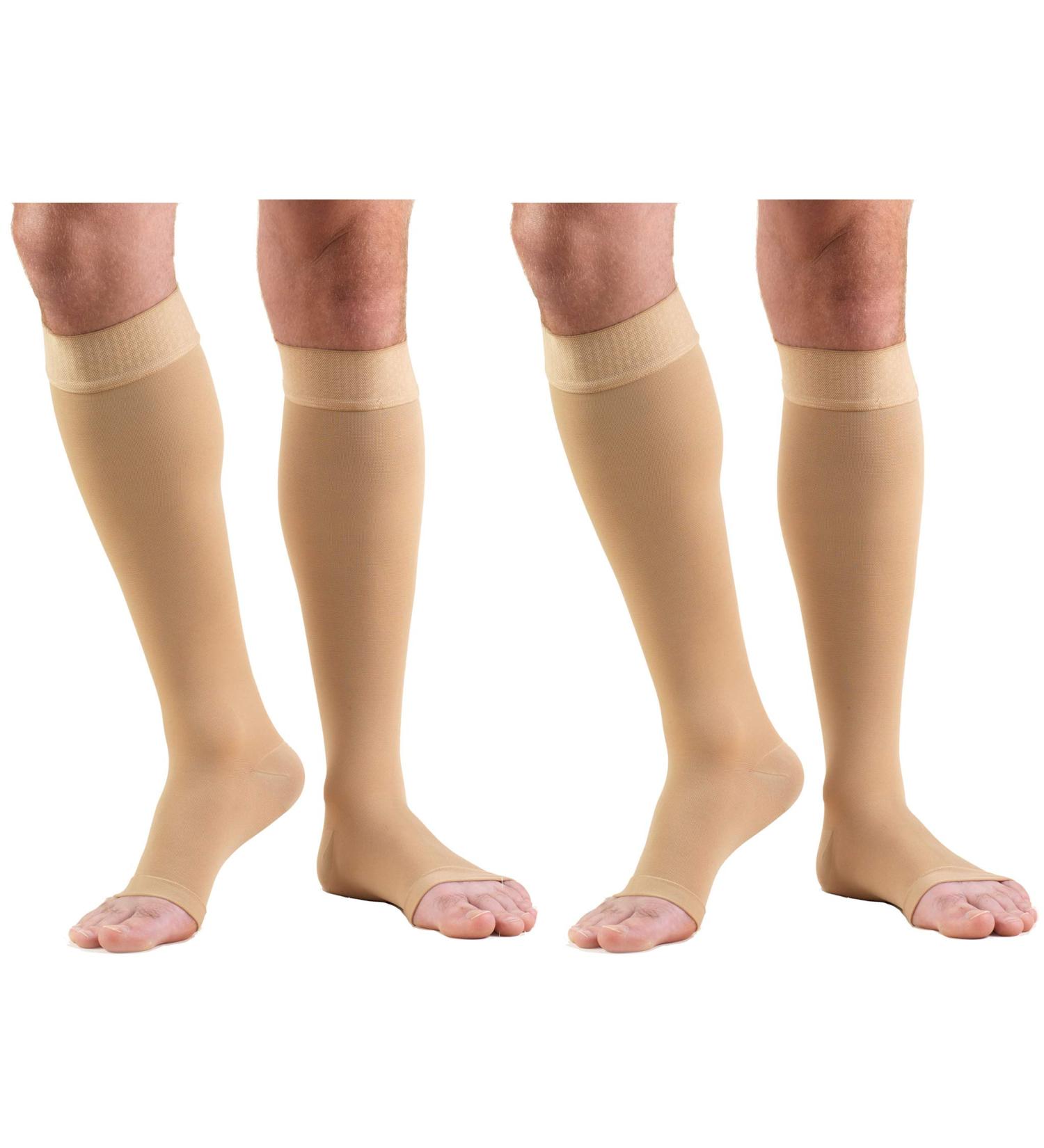 Truform Compression 30-40 Mmhg Knee High Open Toe Dot Top Stockings Beige X-Large 2 Count - Buy Online on GoSupps.com
