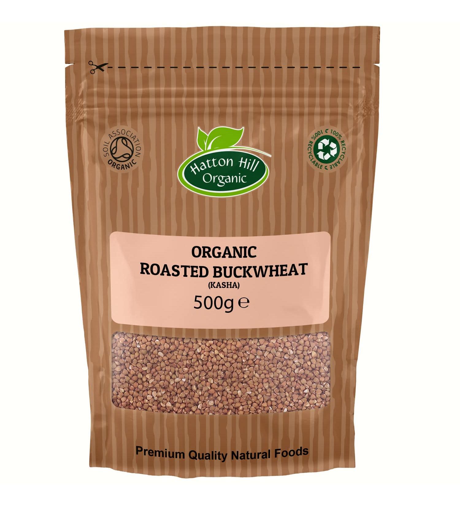Organic Roasted Buckwheat (Kasha) 500g by Hatton Hill | Whole Grain Roasted Non-GMO Certified Organic by SOIL Association - Buy Online on GoSupps.com
