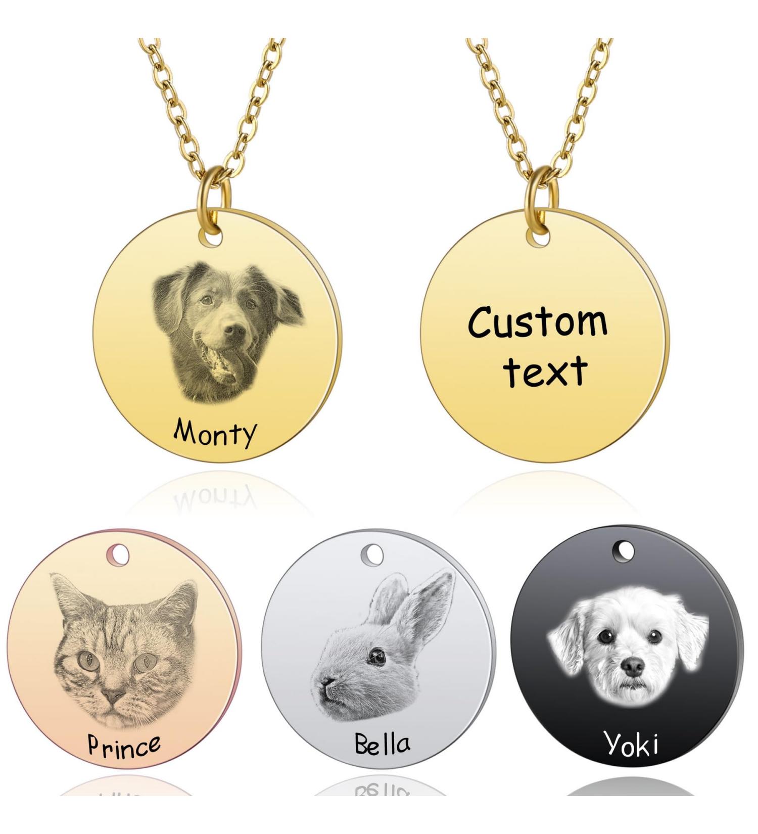Memediy Personalized Pet Necklace - Engraved Portrait & Name - Stainless Steel Pendant for Men & Women - Custom Pet Memory Jewelry - Buy Online on GoSupps.com