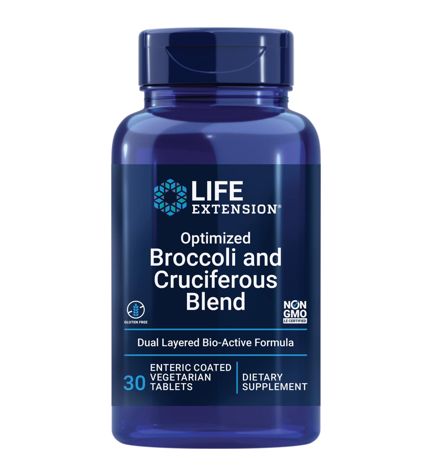 Life Extension Broccoli & Cruciferous Blend Supplement - 30 Vegetarian Tablets | Non-GMO, Gluten-Free - Buy Online on GoSupps.com