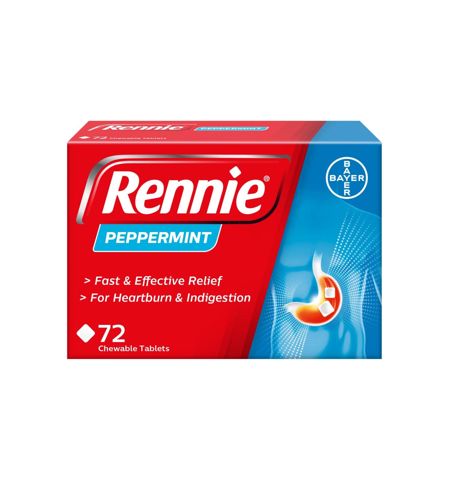 Rennie Peppermint 72 Tablets - Fast-Acting Heartburn Relief - Buy Online on GoSupps.com