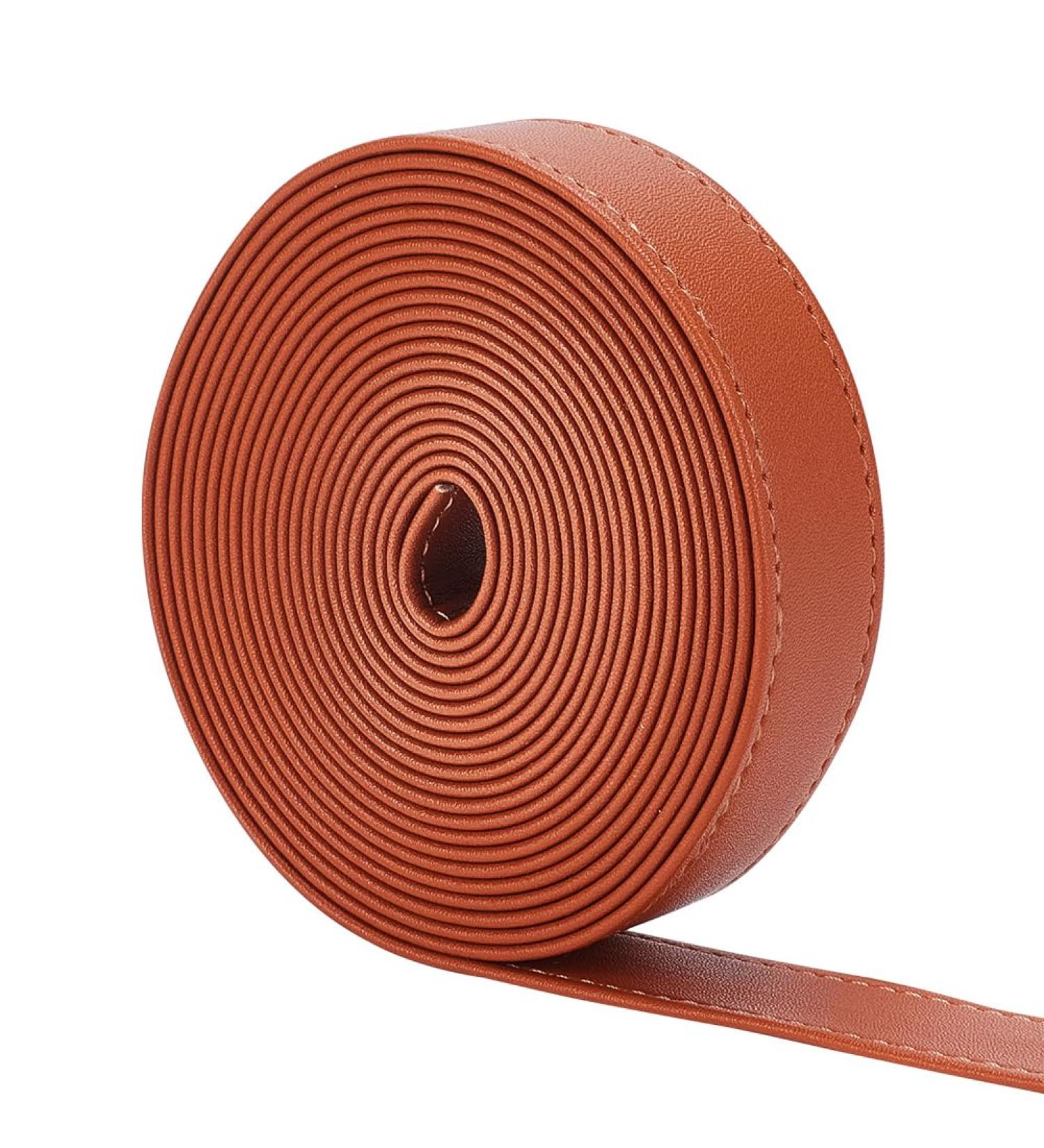 Wadorn 2.5cm Double-Sided PU Leather Belt Strip - 4m Flat Leather Cord for DIY Pocket Straps & Watch Bracelets - Brown - Buy Online on GoSupps.com