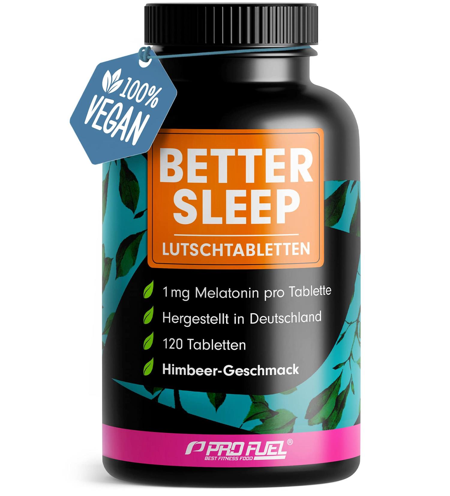 Melatonin Sucking Tablets 120x - Delicious Raspberry Flavor - Vegan Sleep Support with Magnesium L-Theanine & Glycine - Sugar-Free & Long-Lasting Stock - Better Sleep 144g - Buy Online on GoSupps.com