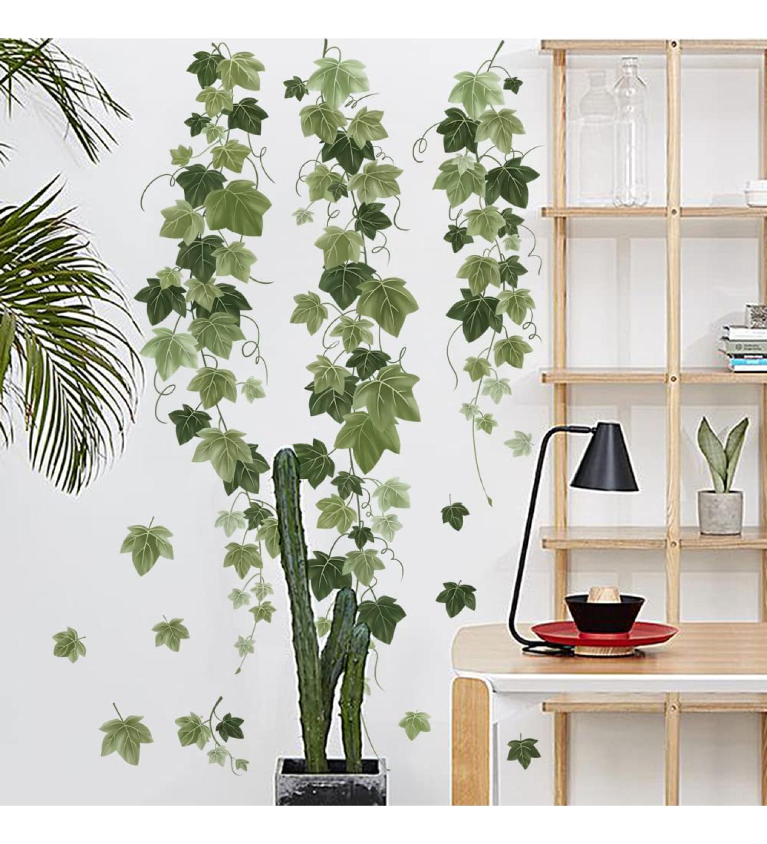 Runtoo Hanging Vine Wall Decals - Green Ivy Plant Leaves Stickers for Bedroom and Living Room Decor - Buy Online on GoSupps.com