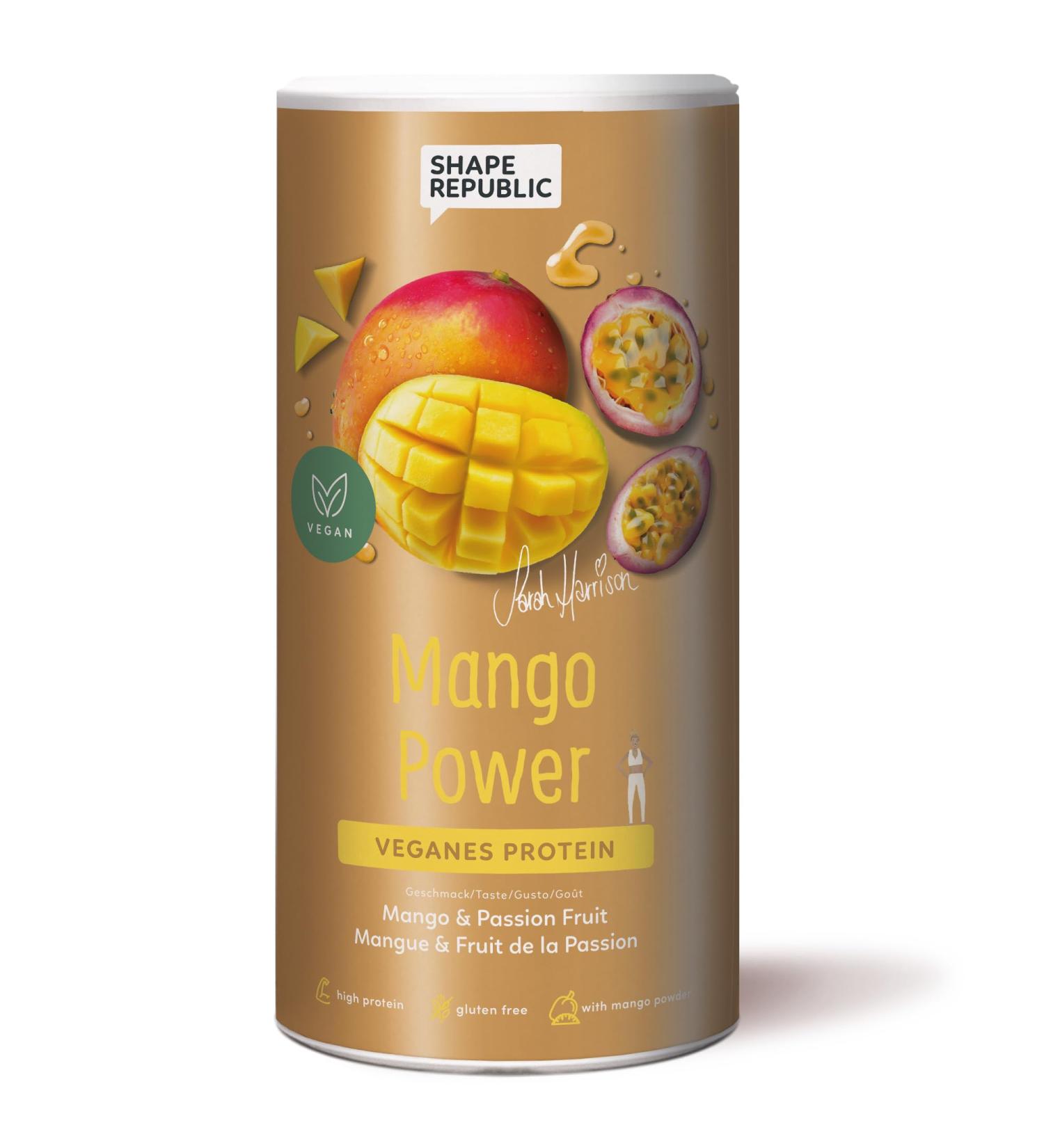 SHAPE REPUBLIC Vegan Protein Powder 3K - Mango & Passionfruit Flavor - Sustainable Muscle Building with Vitamin B12 - Buy Online on GoSupps.com