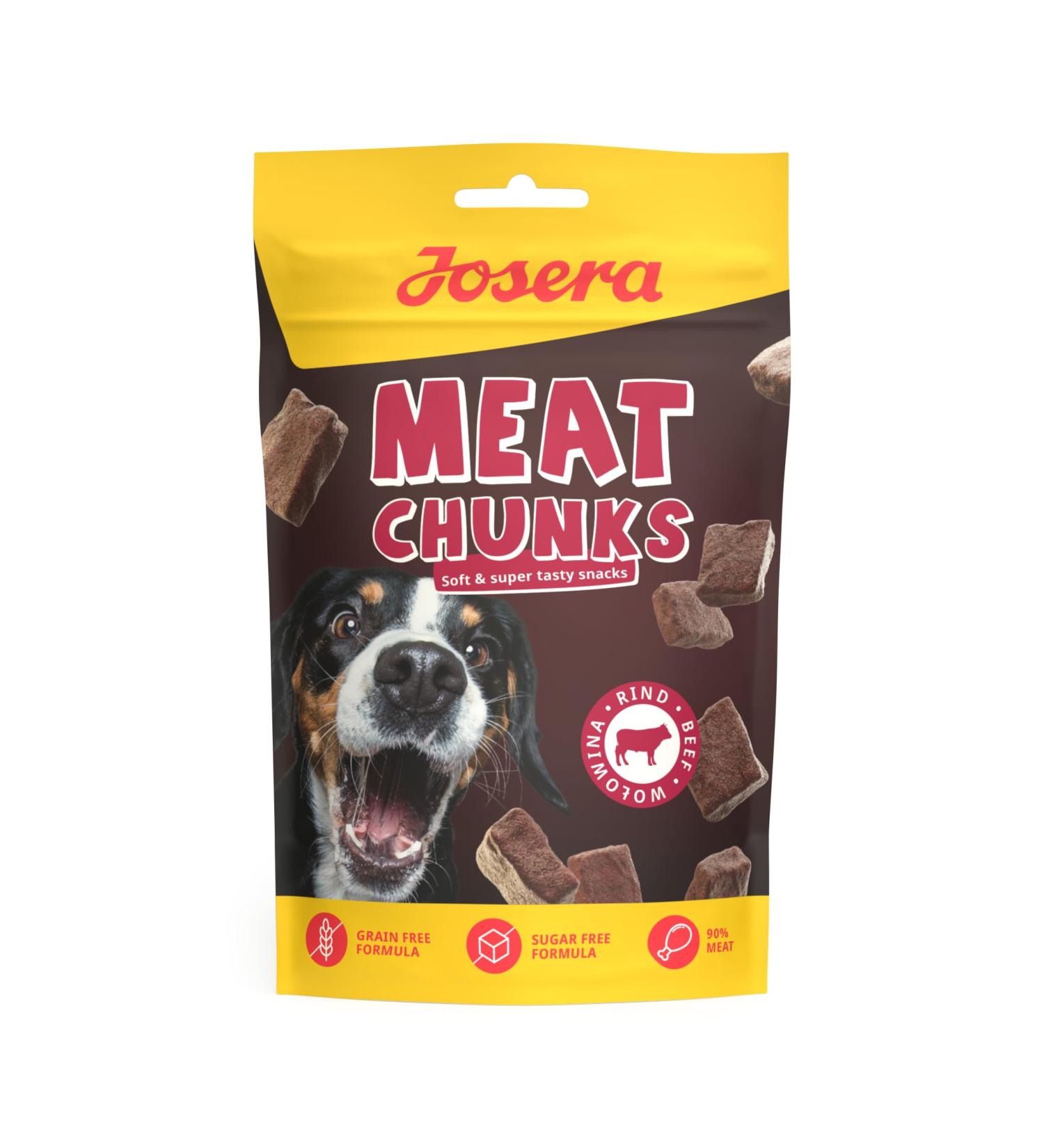 JOSERA Meat Chunks Beef (1 x 70 g) | Premium Snack with Beef | 90% Meat Content – Super Tasty | Sugar and Grain Free Recipe | Gentle Dried Treat | 1 Pack