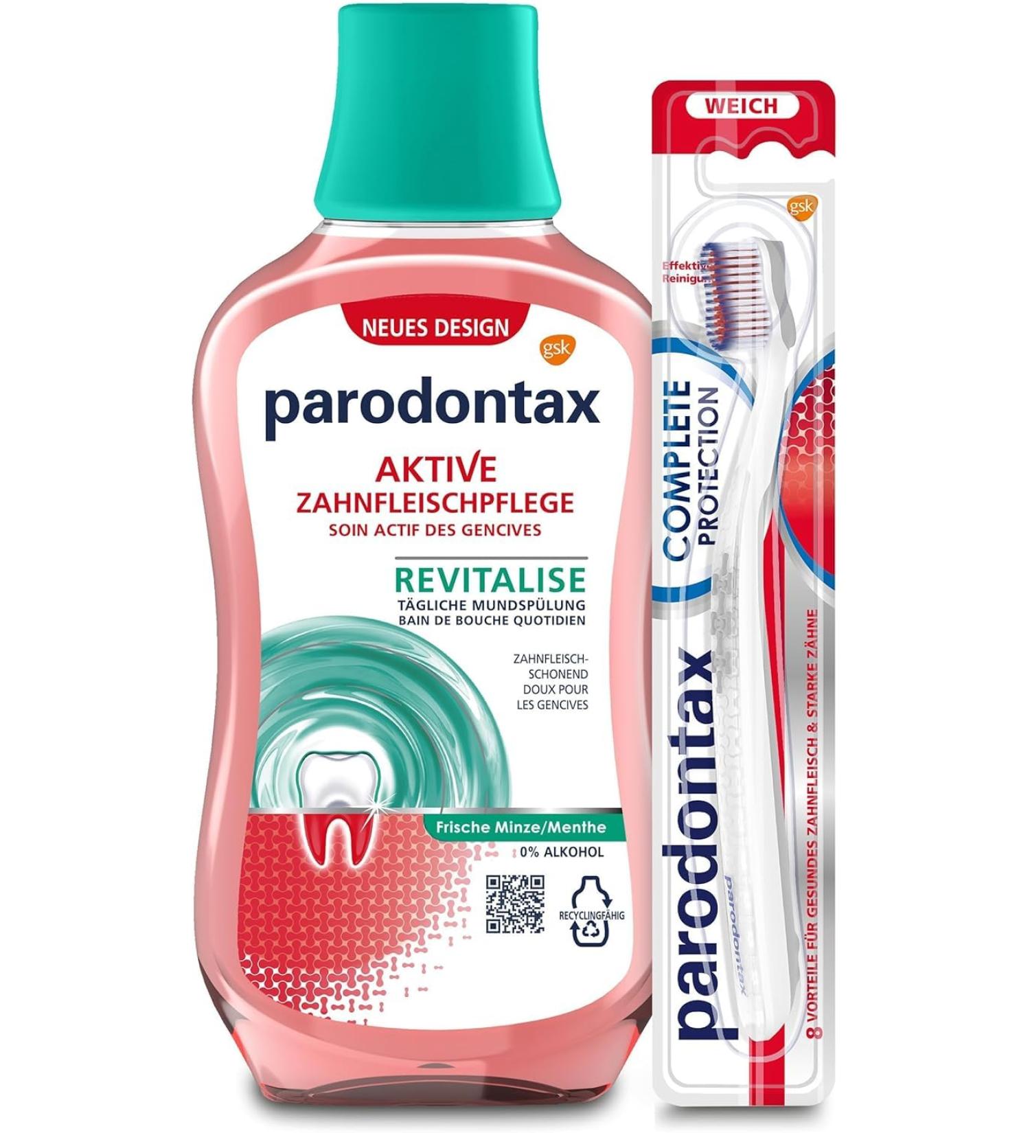Periodontax Mouthwash Fresh Mint 300ml & Complete Protection Toothbrush - Daily Gum Care for Strong Teeth & Healthy Gums - Buy Online on GoSupps.com