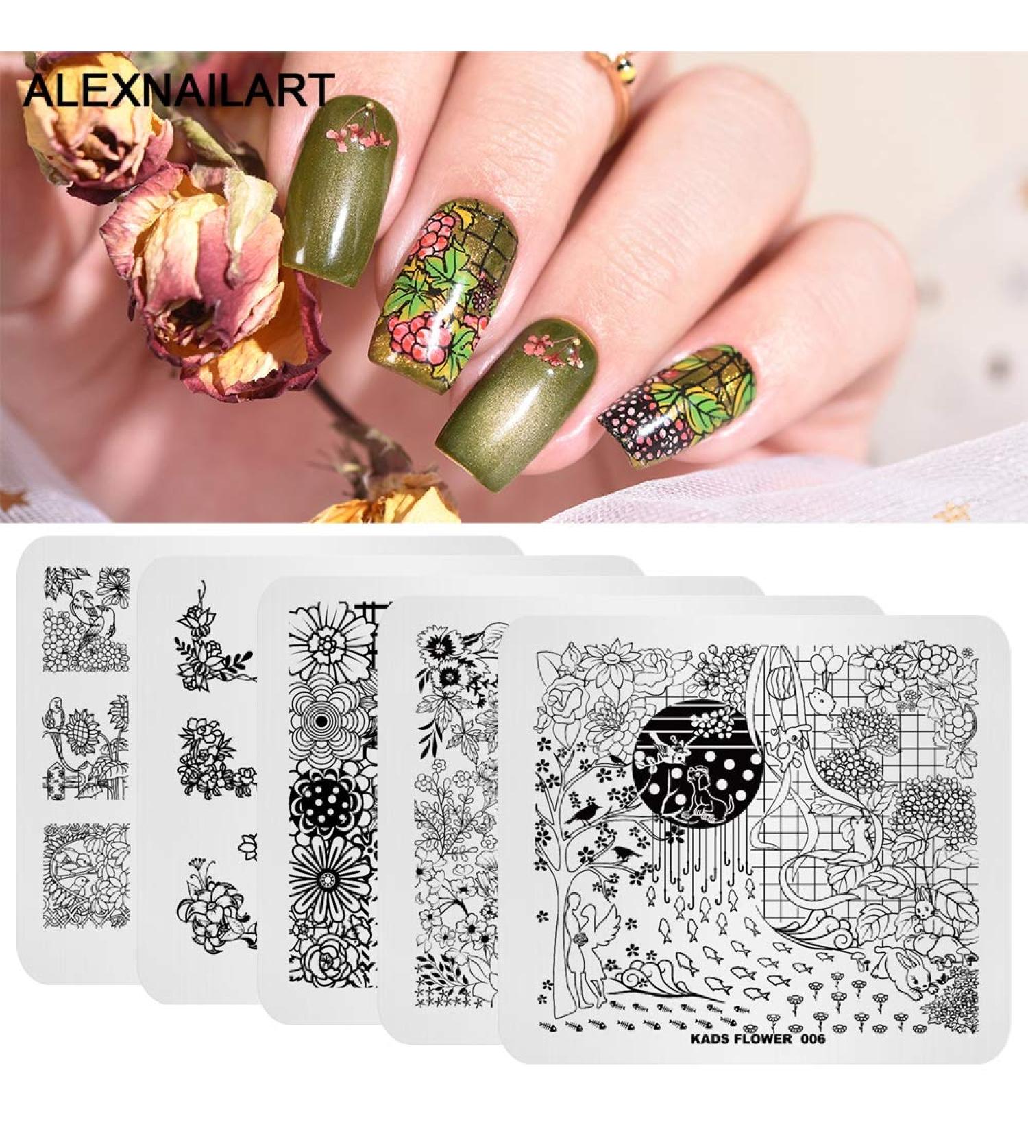 Nail Stamping Plate Set of 5 - Flower & Parrot Nail Art Templates | Perfect for Creative Designs! - Buy Online on GoSupps.com