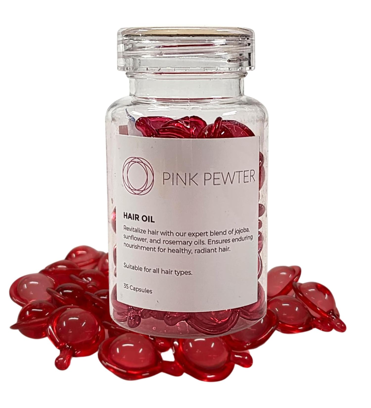 Buy PINK PEWTER Advanced Hair Oil Capsules - Lightweight Shine & Frizz Control with Olive Jojoba & Rosemary Oils for Healthy Hair - Buy Online on GoSupps.com