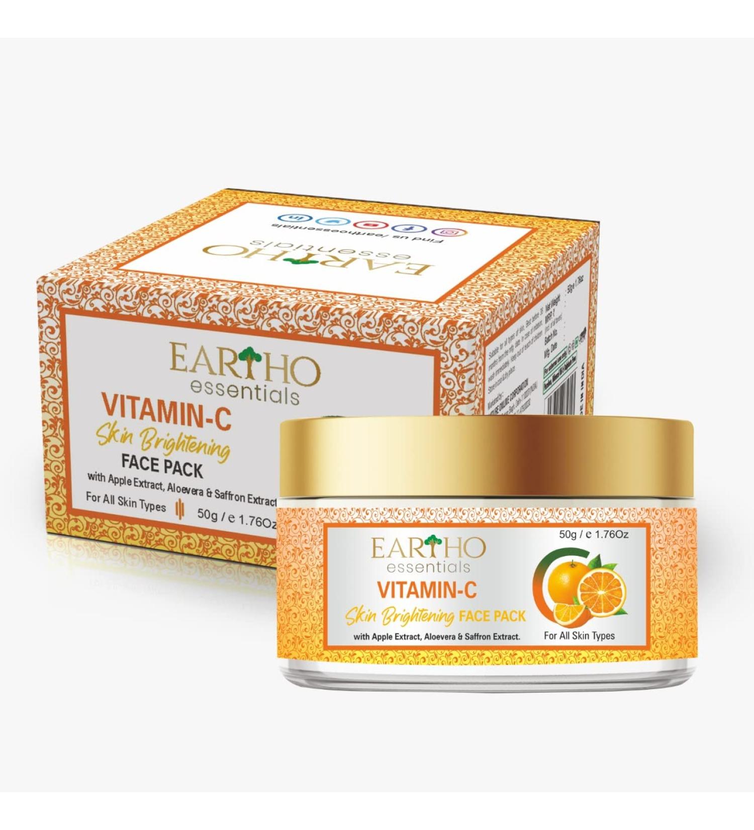 Ayurvedic Vitamin C Skin Brightening Face Pack - Apple & Saffron Extract 50g - International Shipping - Buy Online on GoSupps.com