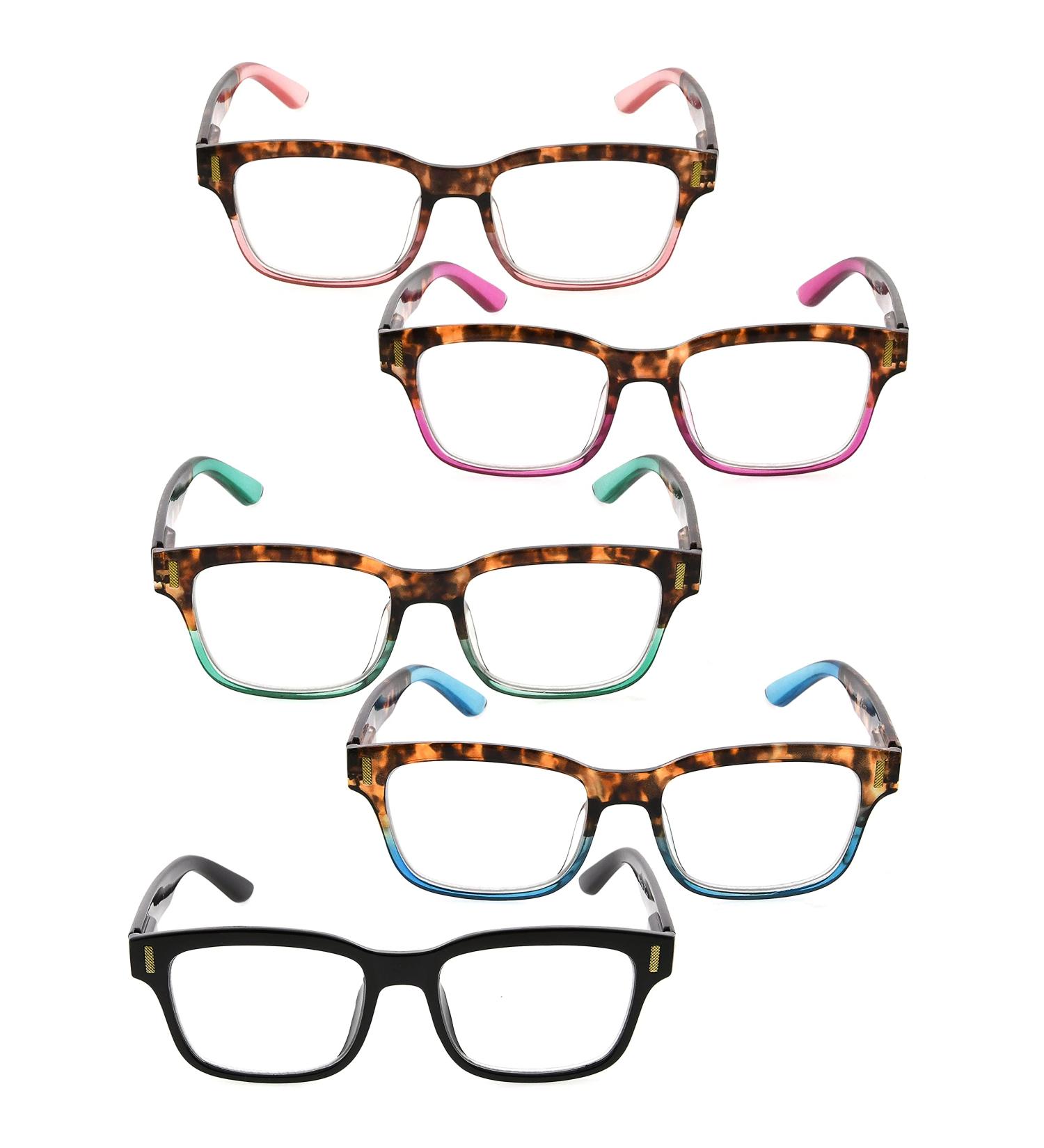 Reducblu Stylish Women's Reading Glasses - Clear Lens 5 Pairs Mix 2.25 Diopters | Spring Hinge Eyewear - Buy Online on GoSupps.com
