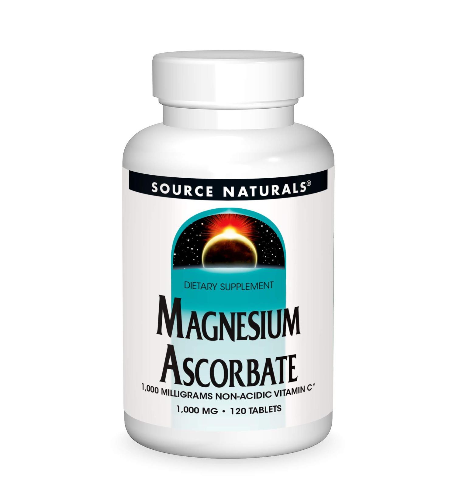 Source Naturals Magnesium Ascorbate 1000 mg - 120 Tablets | Superior Absorption & Immune Support - Buy Online on GoSupps.com