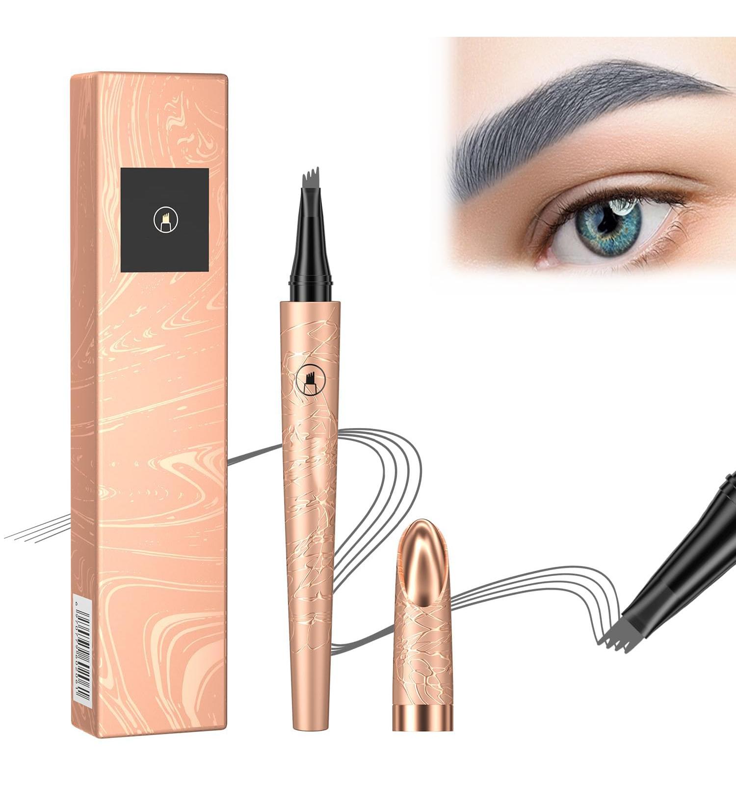 Microblading Eyebrow Pen 3D Waterproof Long-Lasting Eyebrow Pen Long-lasting Natural Makeup Fine Stroke Magic Eyebrow Pencil Stay on All Day (Gray) - Buy Online on GoSupps.com