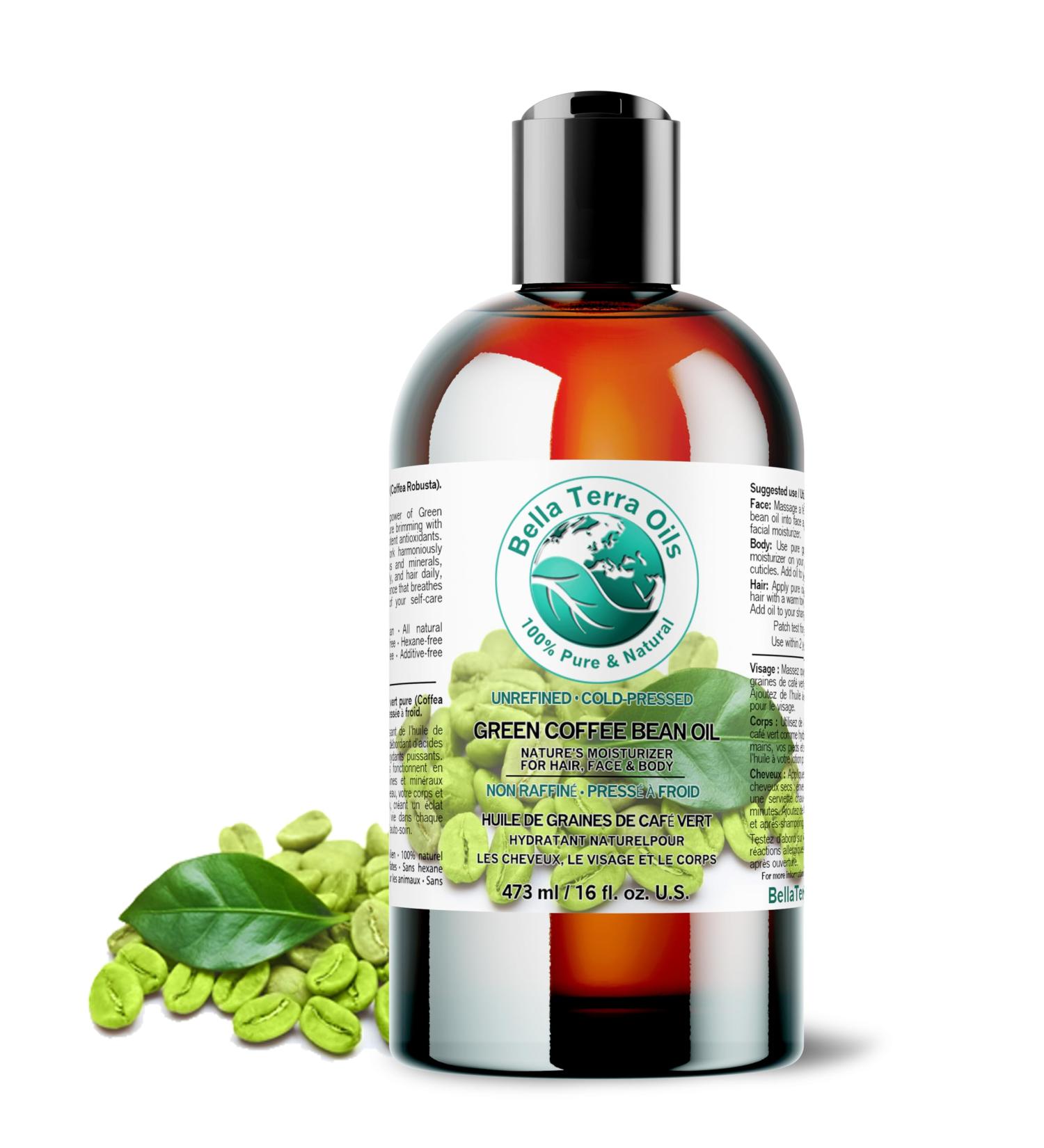 Green Coffee Bean Oil 473 ml Rich in Antioxidants Natural Moisturizer Versatile Use Bella Terra Oils  - Buy Online on GoSupps.com