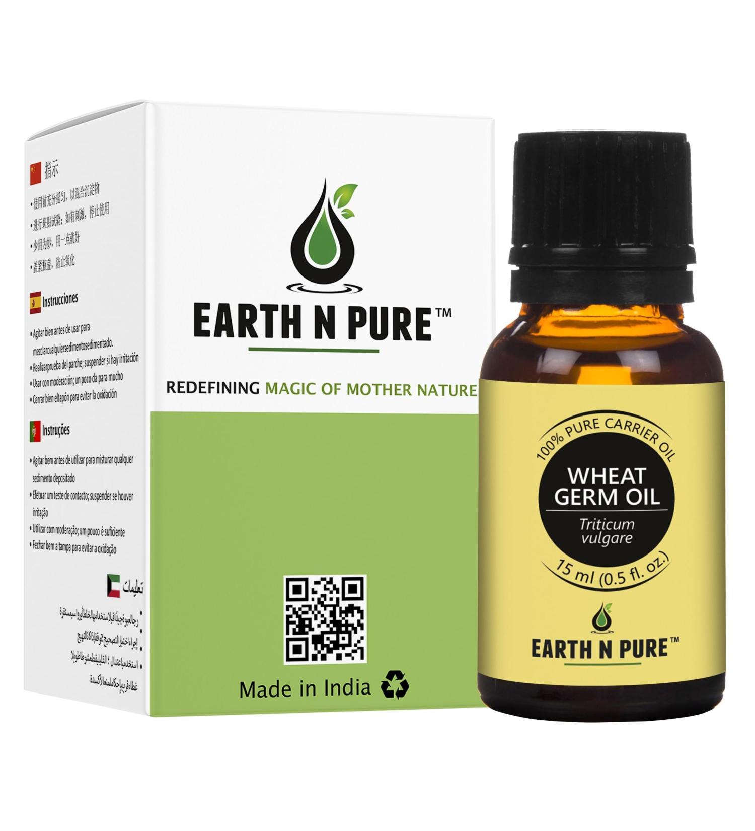 Earth N Pure Wheat Germ Oil - 100% Natural Therapeutic Grade | Undiluted Massage Hair Growth & Skin Moisturizer | 15ML - Buy Online on GoSupps.com