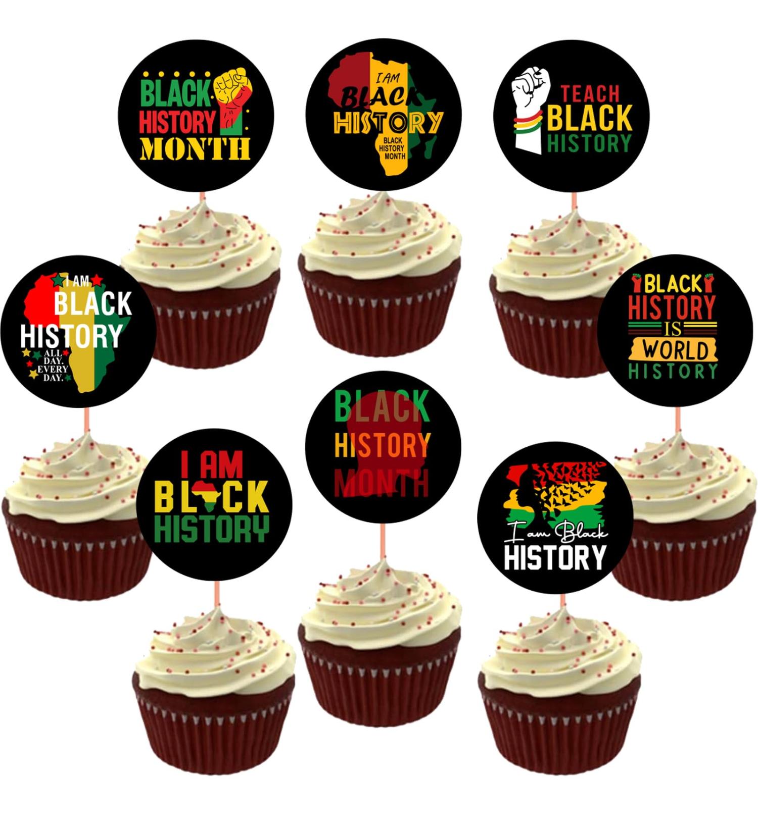 Black History Month Cupcake Toppers Decorations Celebrate Black History Party Dessert Cupcake Toppers for African American Black History Month Holiday Party Supplies - Buy Online on GoSupps.com