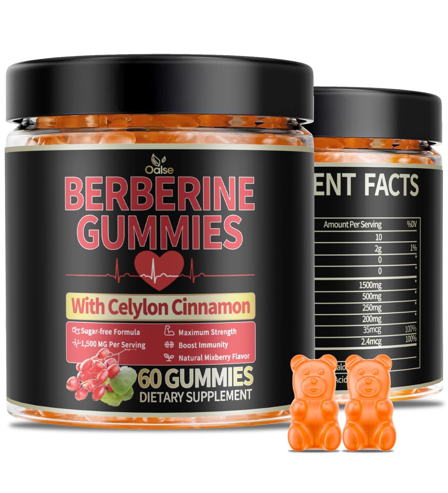 Berberine GLP-1 Gummies with Berberine HCI Milk Thistle Ceylon Cinnamon PlusChro mium for Men & Women Energy Boost Body Support Sugar Free (60 CT 1 Pack) 60 Count (Pack of 1) - Buy Online on GoSupps.com