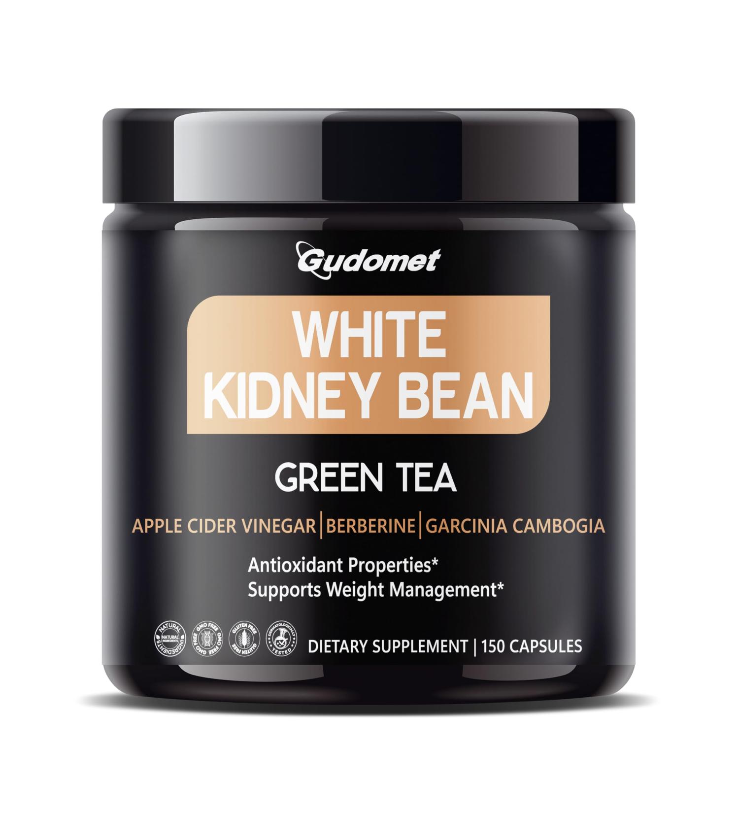 White Kidney Bean Complex with Green Tea Apple Cider Vinegar Berberine HCl Garcinia Cambogia & Black Pepper 150 Vegetarian Capsules 1-Capsule Daily 150 count (pack of 1)_