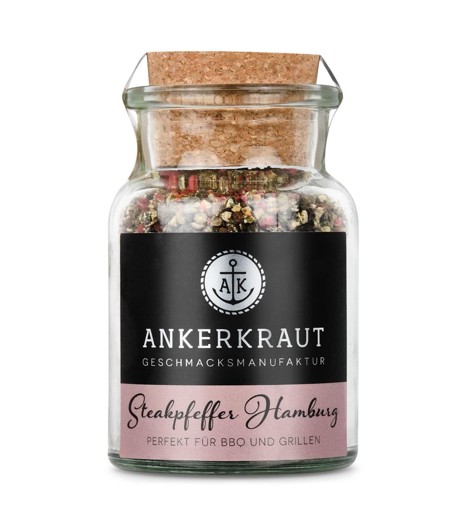 Ankerkraut Steak Pepper Hamburg - Coarse Steakhouse Pepper Blend in Cork Glass - 80g | International Shipping Available - Buy Online on GoSupps.com