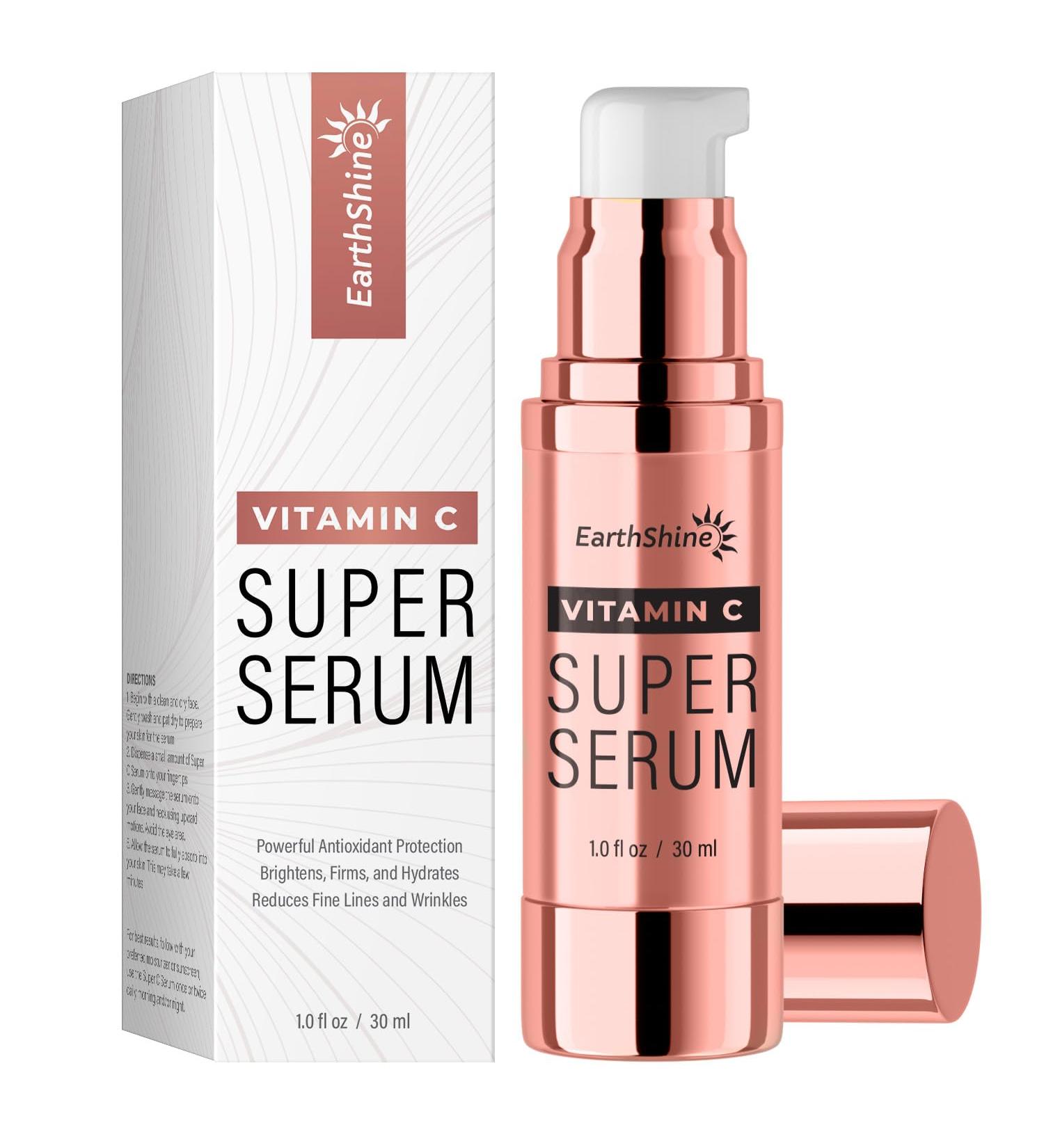 EarthShine Super C Serum for Women Over 70 | Hydrating Vitamin C Serum for Mature Skin - Firm Lift & Smooth Wrinkles - 1.0 Fl Oz - Buy Online on GoSupps.com