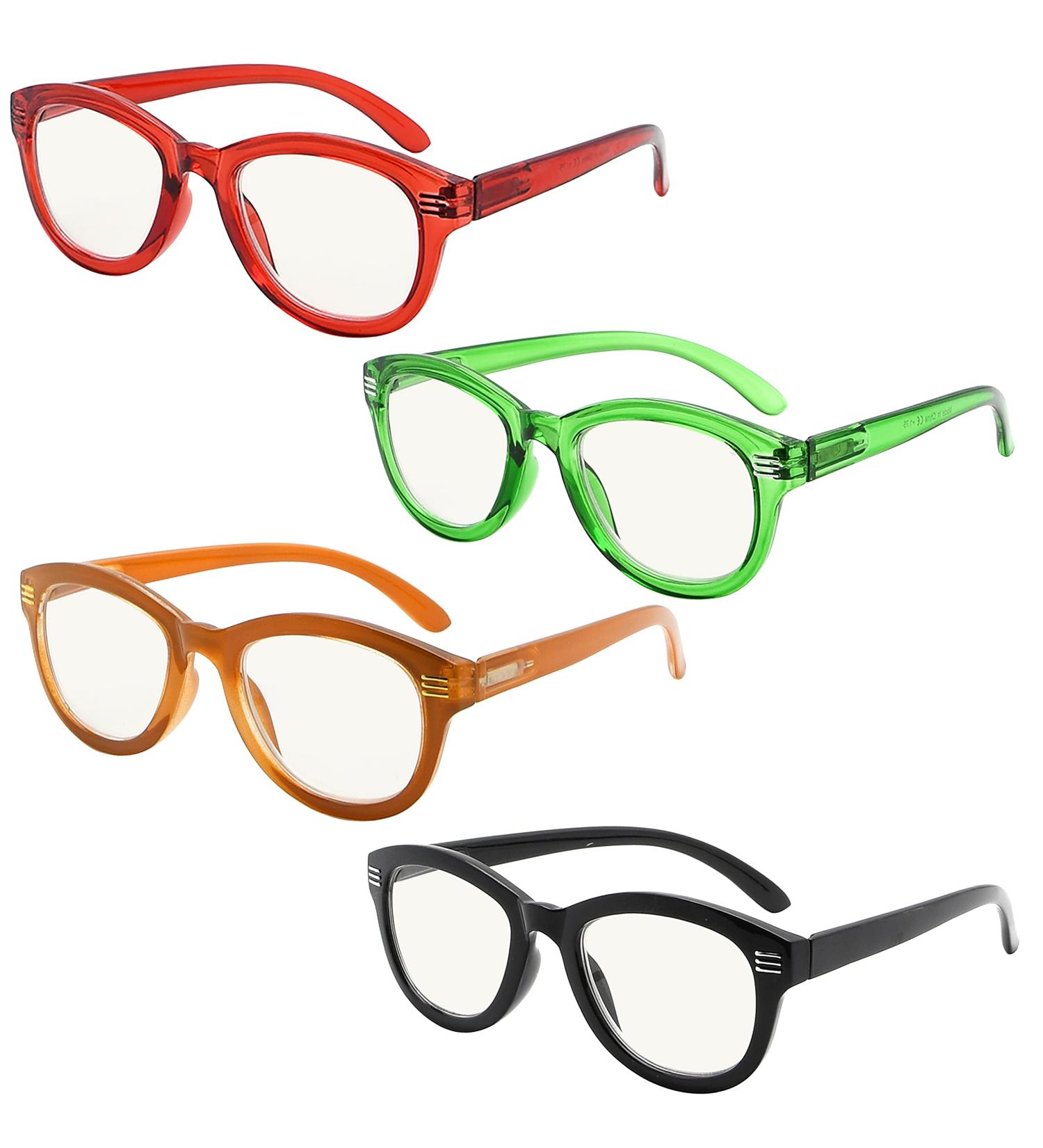 Eyekepper 4-Pack Progressive Multifocus Reading Glasses for Women - Blue Light Blocking Cateye Readers +3.0 - Mix Color Set - Buy Online on GoSupps.com