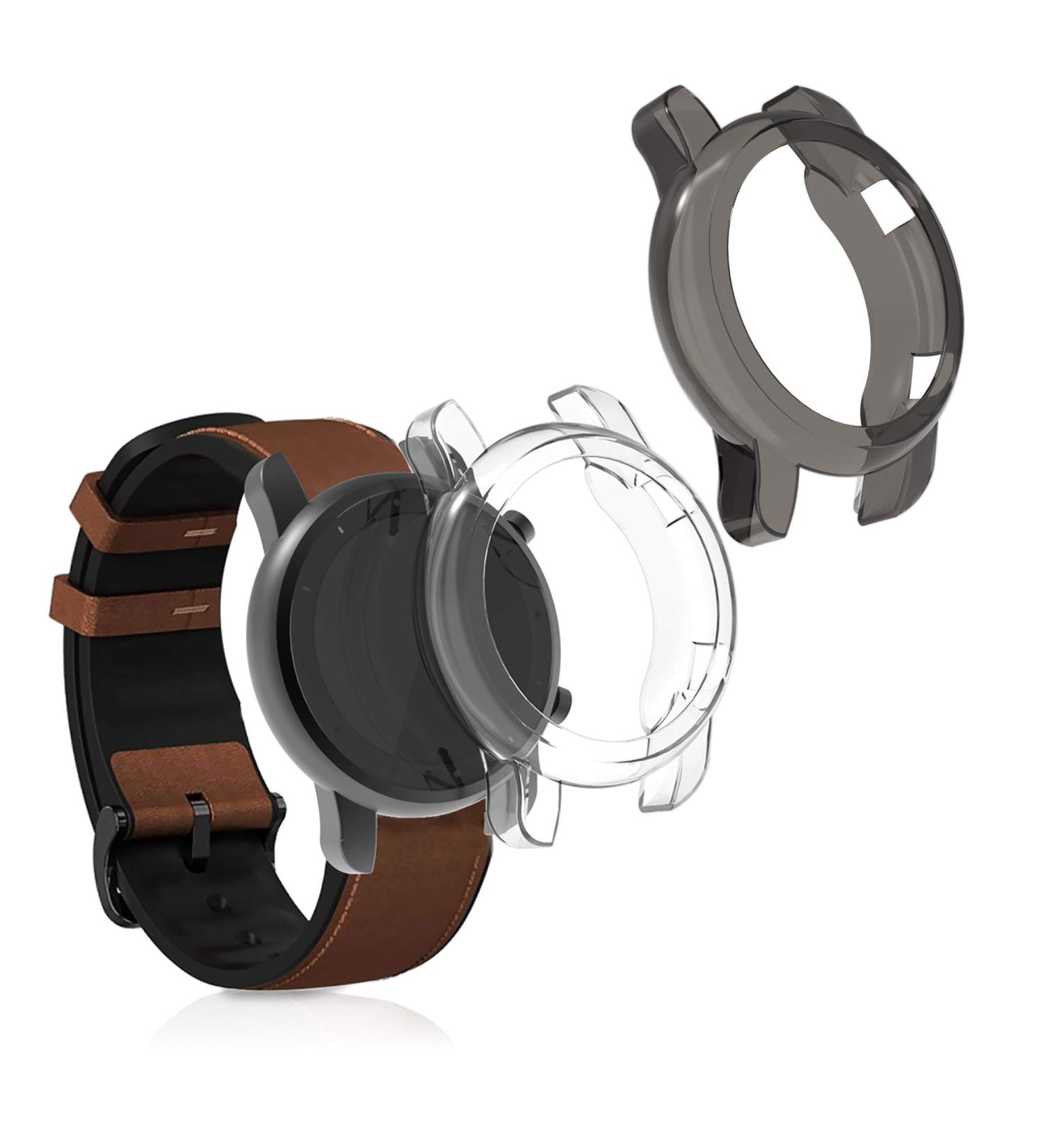 kwmobile 2-Pack Fitness Tracker Frame for Huami Amazfit GTR (47mm) - Transparent/Black - TPU Silicone Cover Set - Buy Online on GoSupps.com