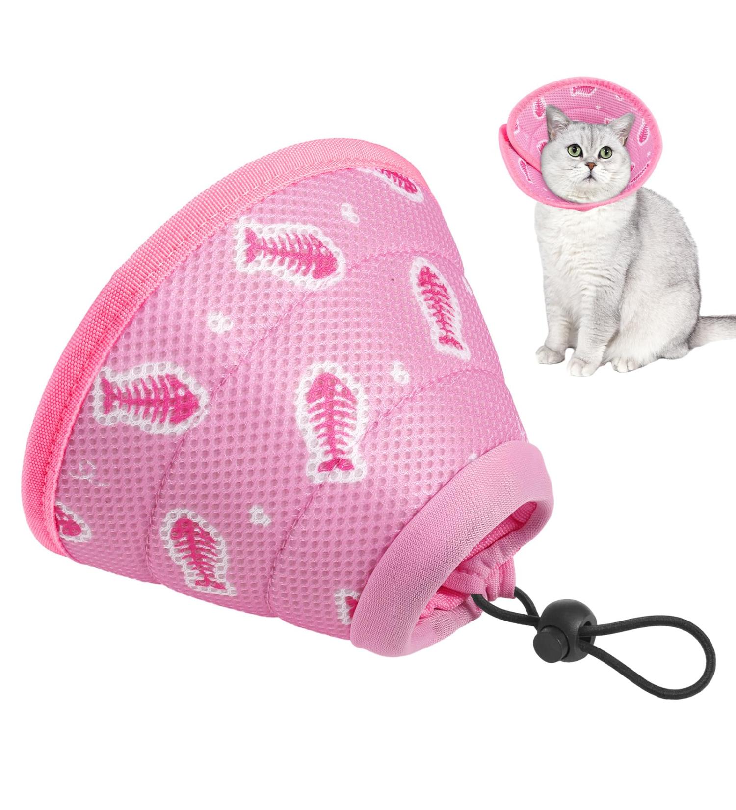 Fanshionstide Adjustable Anti-Bite Cat Collar - Soft Protective Halskrause for Cats & Puppies (Pink) - Perfect for Post-Surgery & Injury Recovery - Buy Online on GoSupps.com
