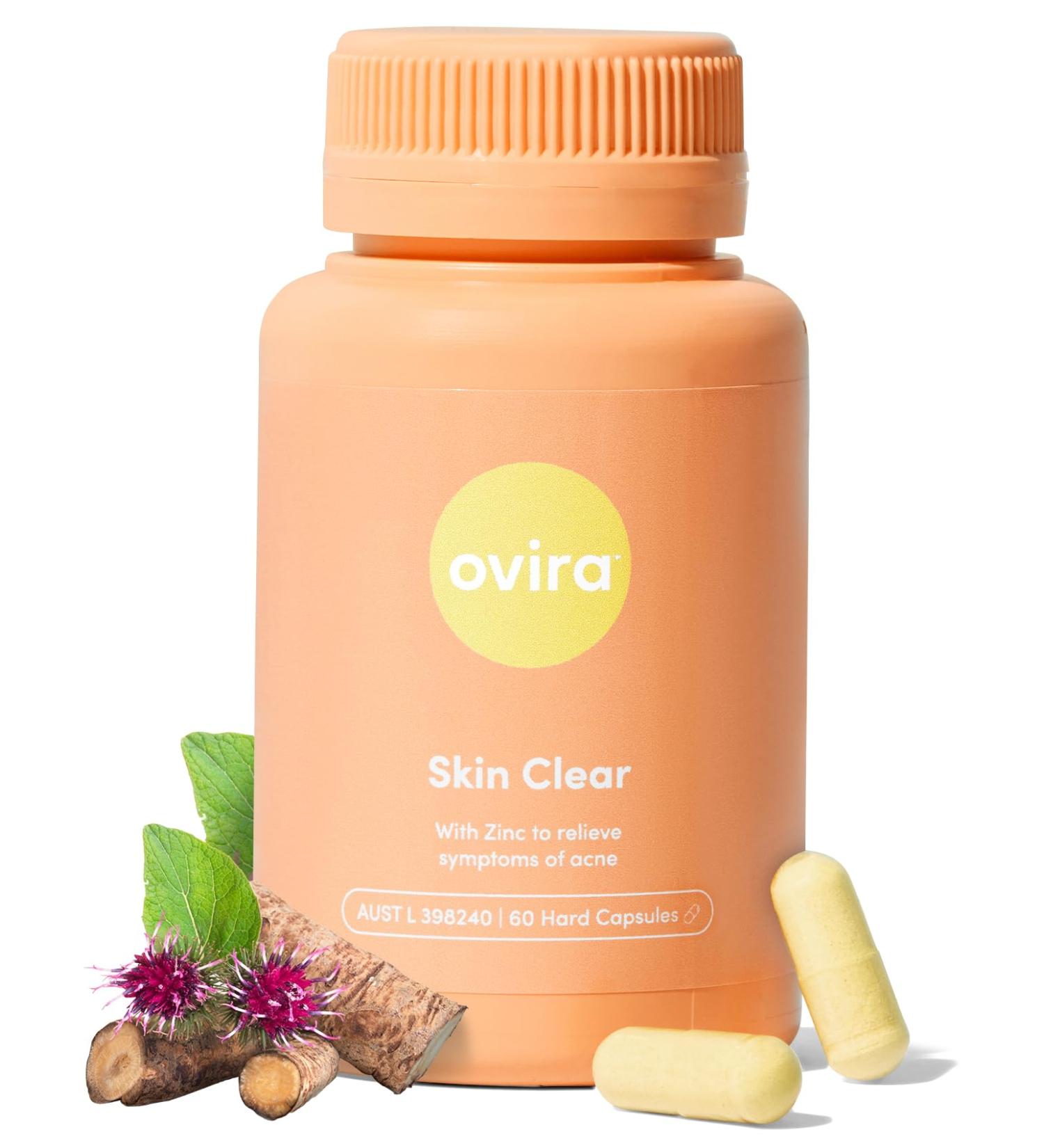 Shop Ovira Skin Clear with ZINCBRIGHT - 60 Capsules for Clear Skin | Rosacea & Hormonal Acne Relief | Supports Collagen Production | Acne Supplements for Men & Women - Buy Online on GoSupps.com