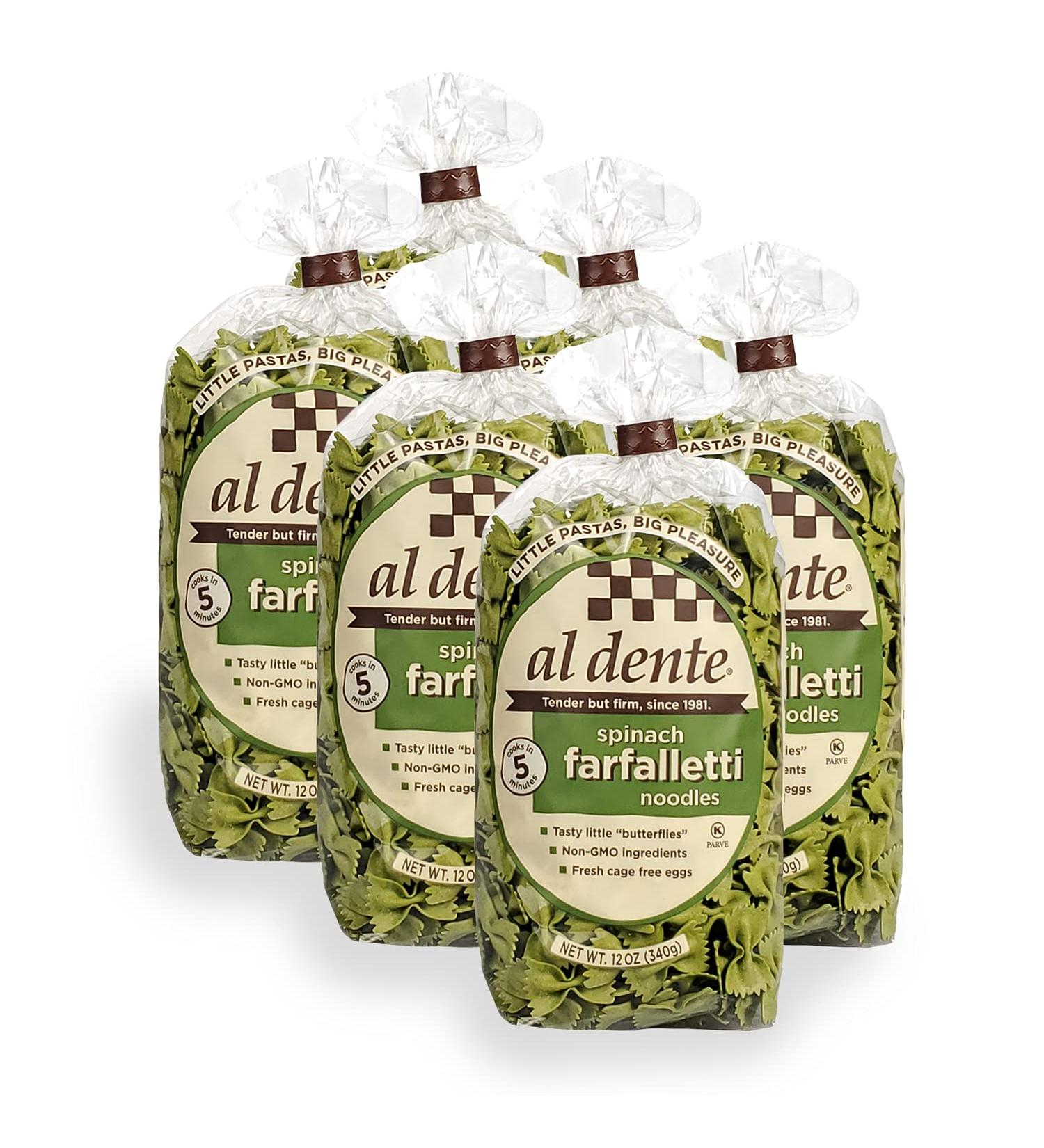 AL DENTE Spinach Farfalletti 12 Ounce (Pack of 6) - Premium Italian Pasta - Buy Online on GoSupps.com