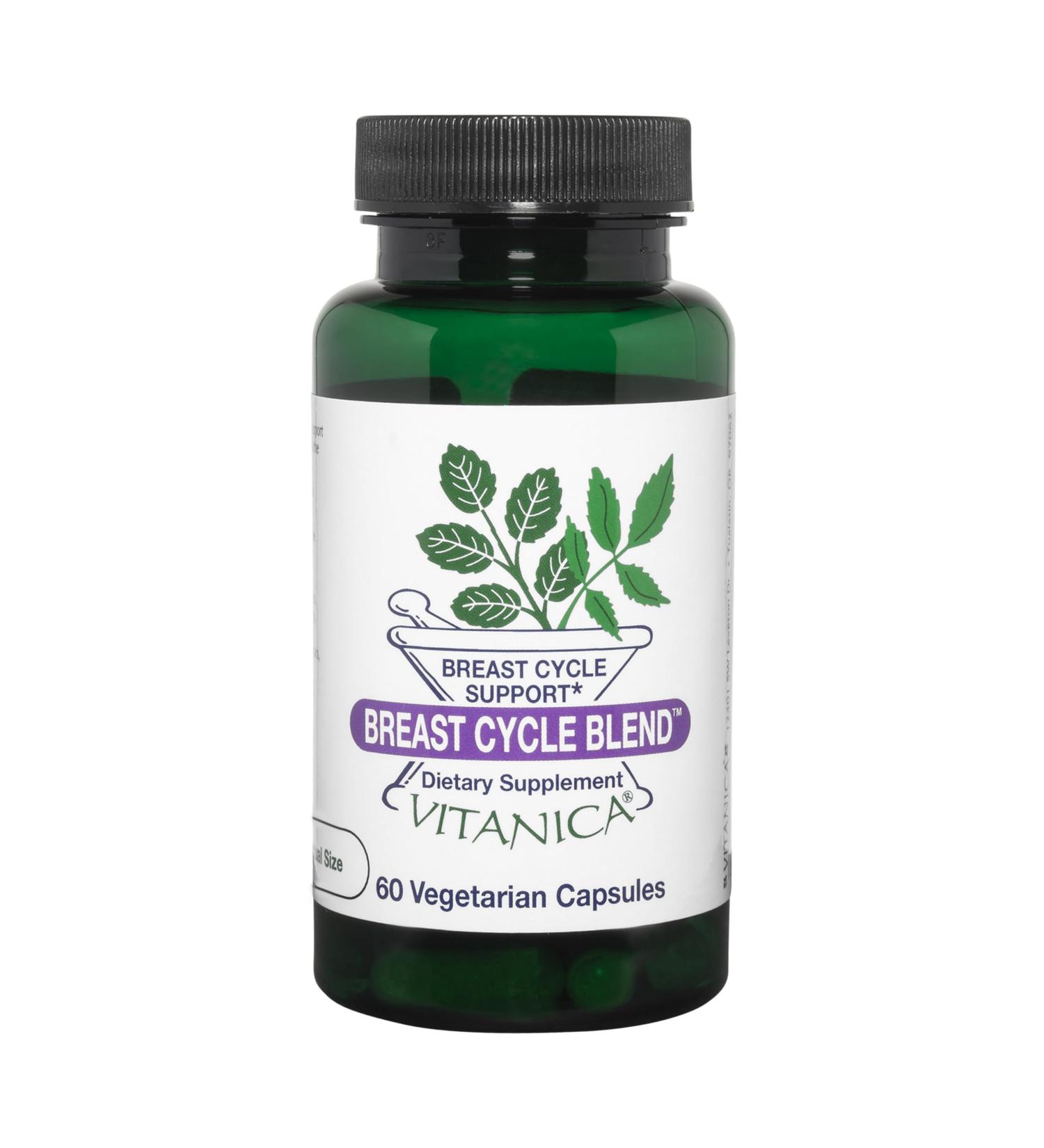 Vitanica Breast Cycle Blend Breast Cycle Support Iodine Borage Seed Oil Chaste Tree Berry (Vitex) Dandelion Vegan/Vegetarian 60 Capsules Breast Cycle Blend Pro Logo - Buy Online on GoSupps.com