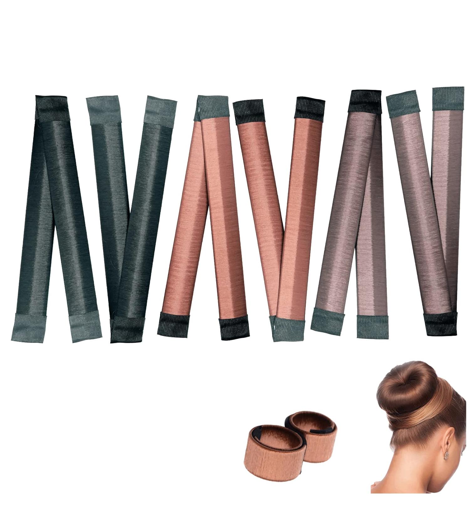 Qusmeiyici 6 Pcs Curlers Hair Bun - Easy Fast Snap Roll Magic Bun Tool in Brown, Dark Brown, Black - Buy Online on GoSupps.com