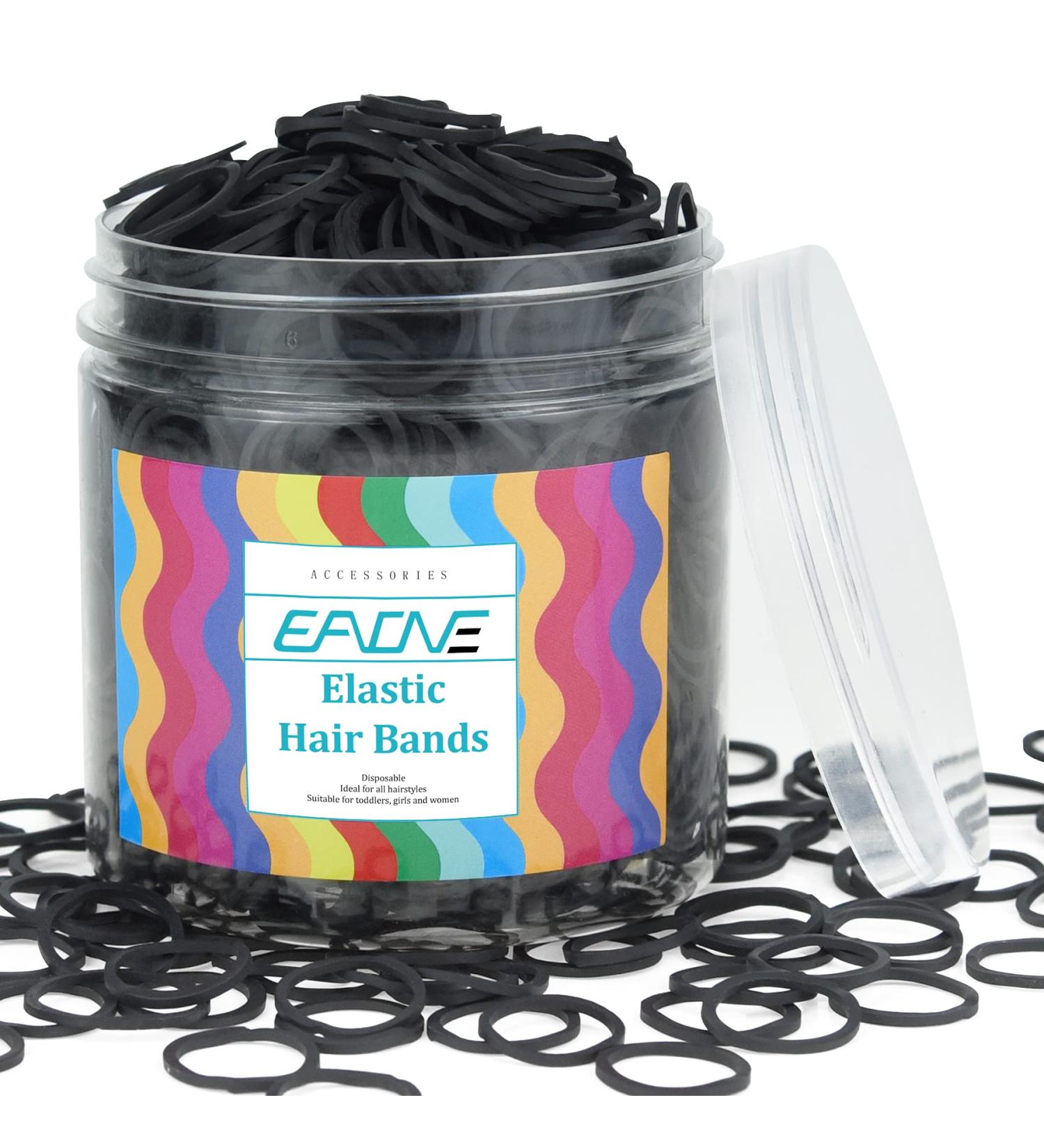 EAONE 1500Pcs Black Hair Bands - Small Hair Ties for Girls & Women, Elastic Rubber Bands in Box - Buy Online on GoSupps.com