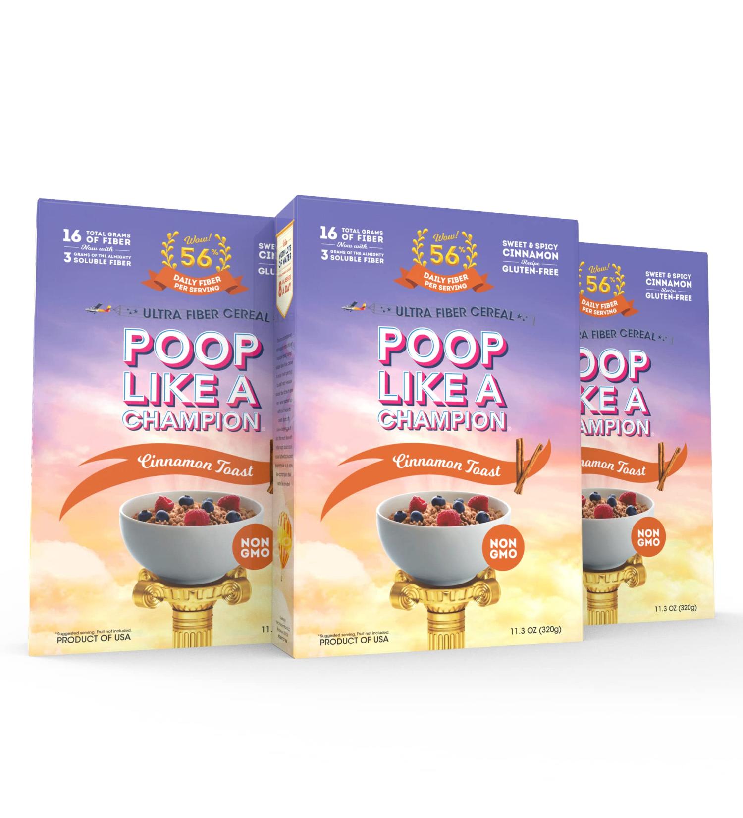 Low Carb Gluten Free High Fiber Cereal - Cinnamon Toast Flavor | Keto Friendly & Healthy | Poop Like a Champion Breakfast Essentials | 3 Pack 33.9 oz - Buy Online on GoSupps.com