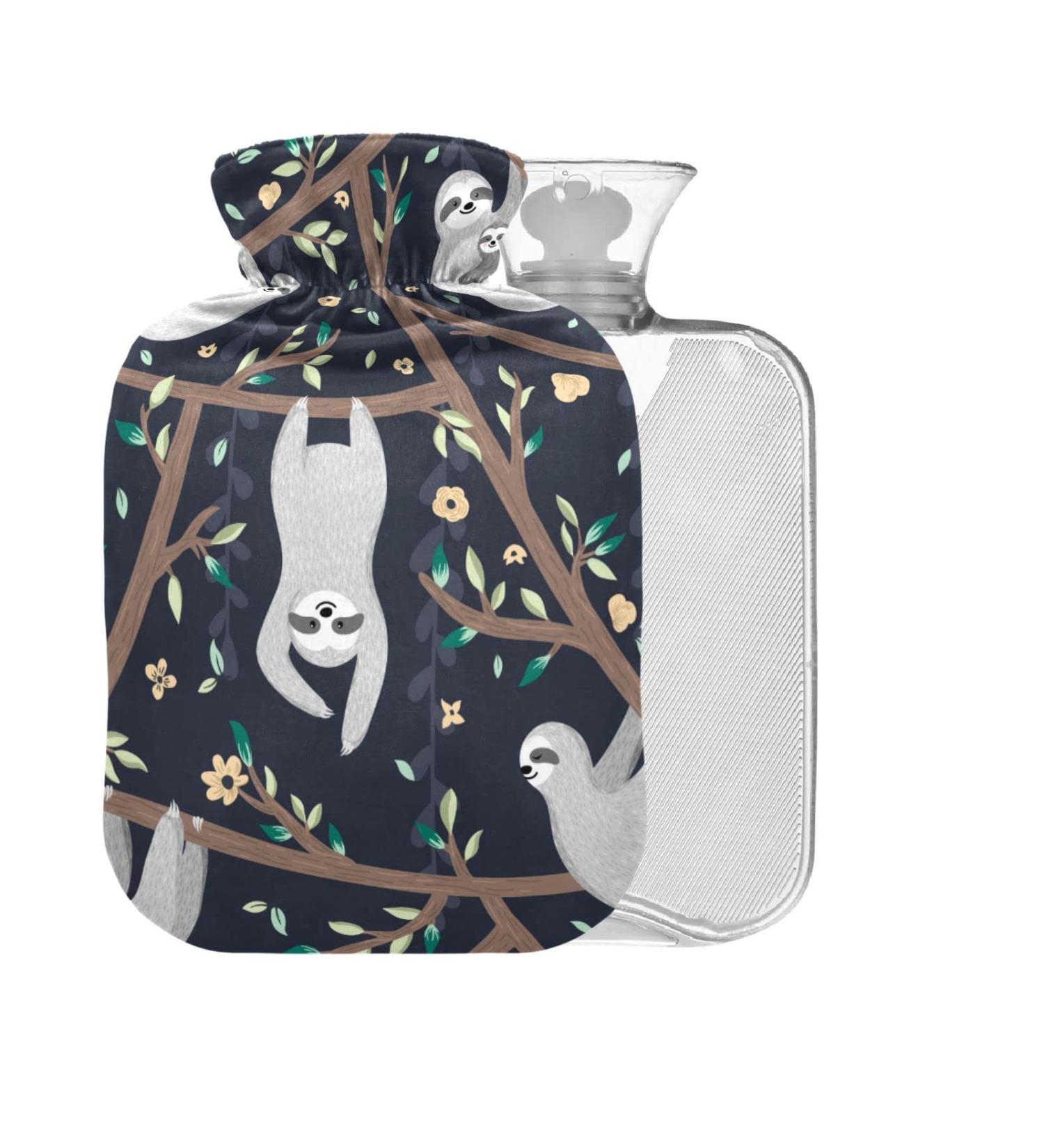 Sloths Hot Water Bottle with Cover 2L - Large Heat Pack for Pain Relief & Cramps - Soft Cozy Design for Comfort - Ideal for Home & Travel - Buy Online on GoSupps.com
