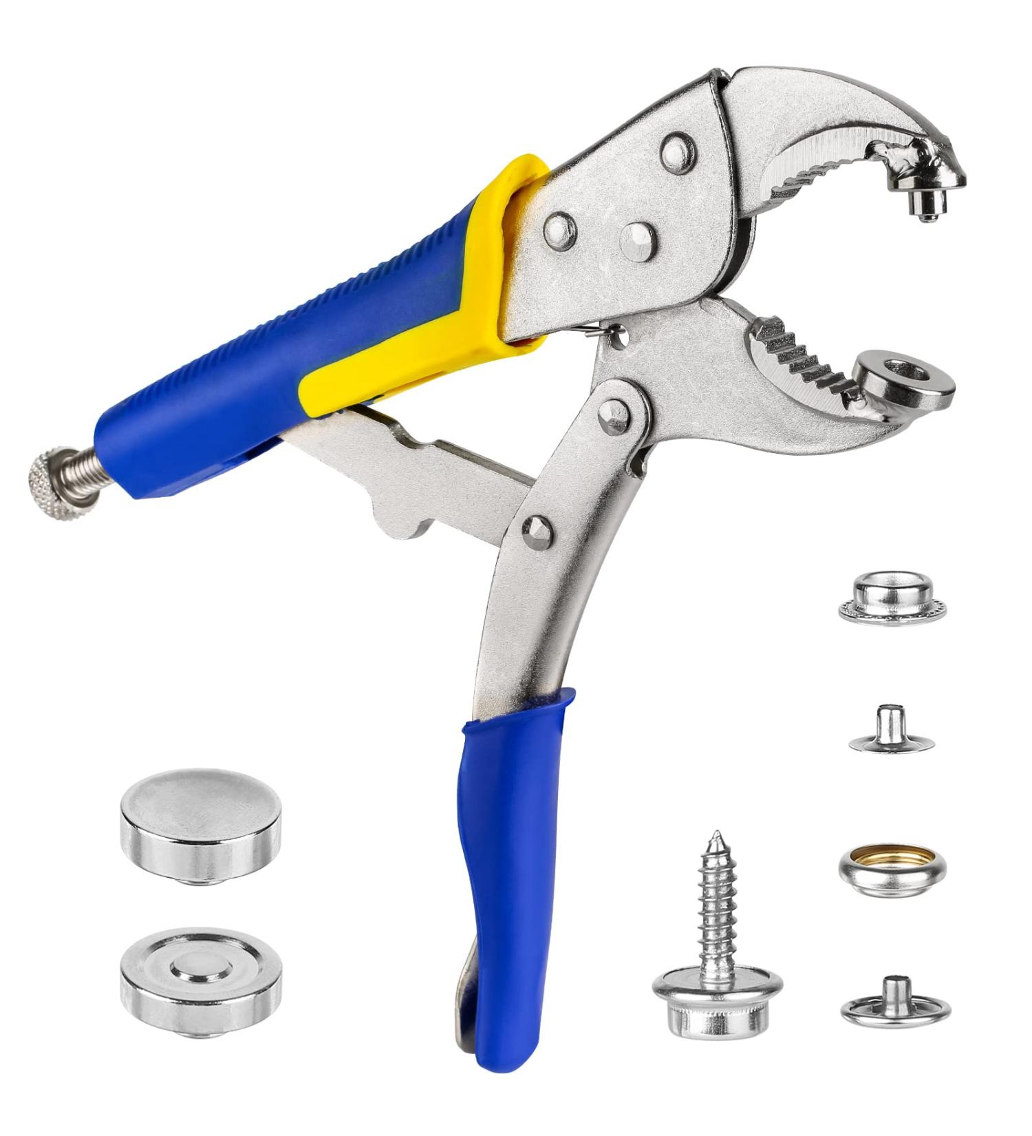 YZS Upgraded Version Snap Pliers Fastener Tool Kit Snap Installation Set Hand Tools for Fastening  Replacing Metal Snaps  Repairing Boat Covers  Canvas  Sewing  Tarps Blue+Yellow - Buy Online on GoSupps.com