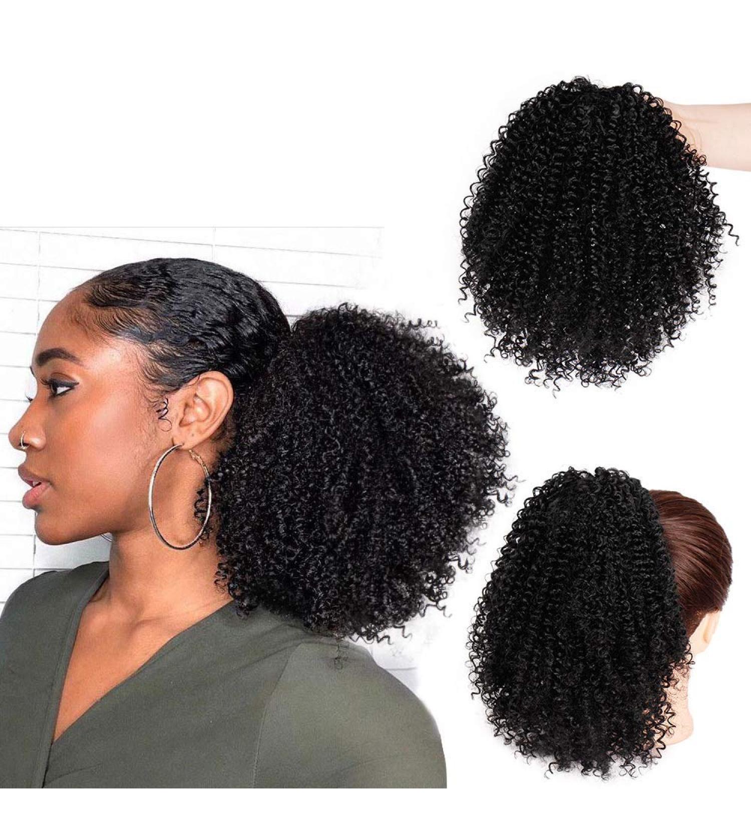Synthetic Curly Hair Ponytail Short Afro Curly Ponytail Hair Piece for African American Black Women Ponytail Extension Afro Drawstring Curly Ponytail for Women - Buy Online on GoSupps.com