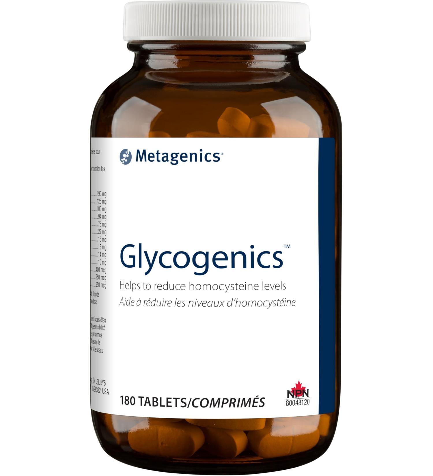 Metagenics Glycogenics Vitamin and Nutrient Supplement to Help Maintain Healthy Homocysteine Levels - 180 Tablets - Buy Online on GoSupps.com