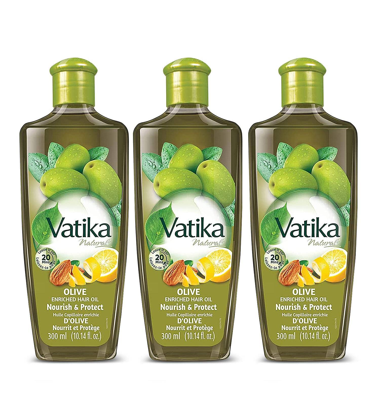 Dabur Vatika Naturals Enriched Hair Oil - Moisturizing & Strengthening Hair Oil for Healthy Scalp and Silky Hair (Olive Pack of 3) - Buy Online on GoSupps.com