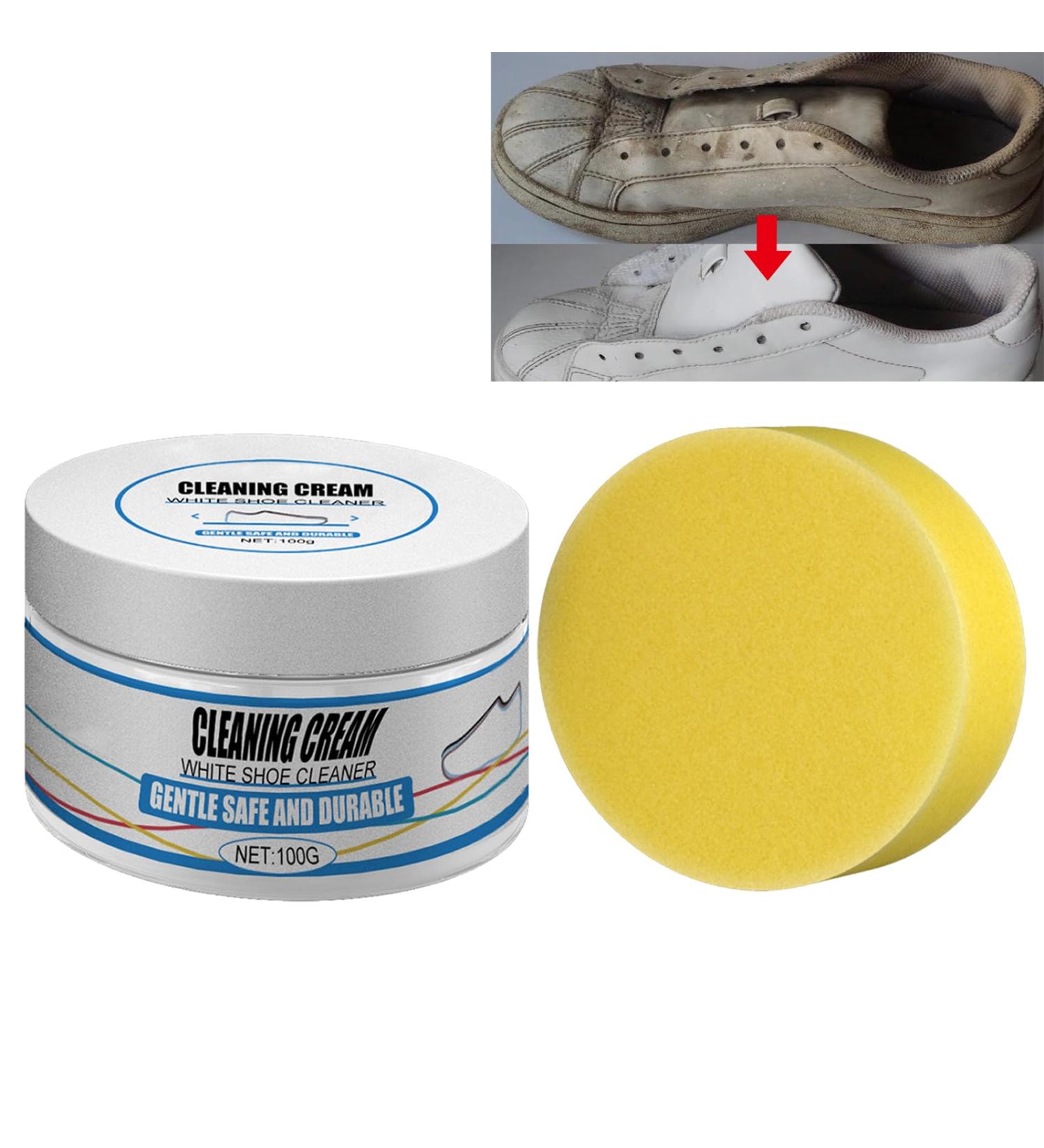 GNAUMORE Shoes Whitening Cream Multi-Functional White Shoes Cleaner Cream White Shoe Cleaning Cream Shoes Whitening Cleansing Gel Multifunctional Shoe Polish Sponge White Shoe Cleaner - Buy Online on GoSupps.com