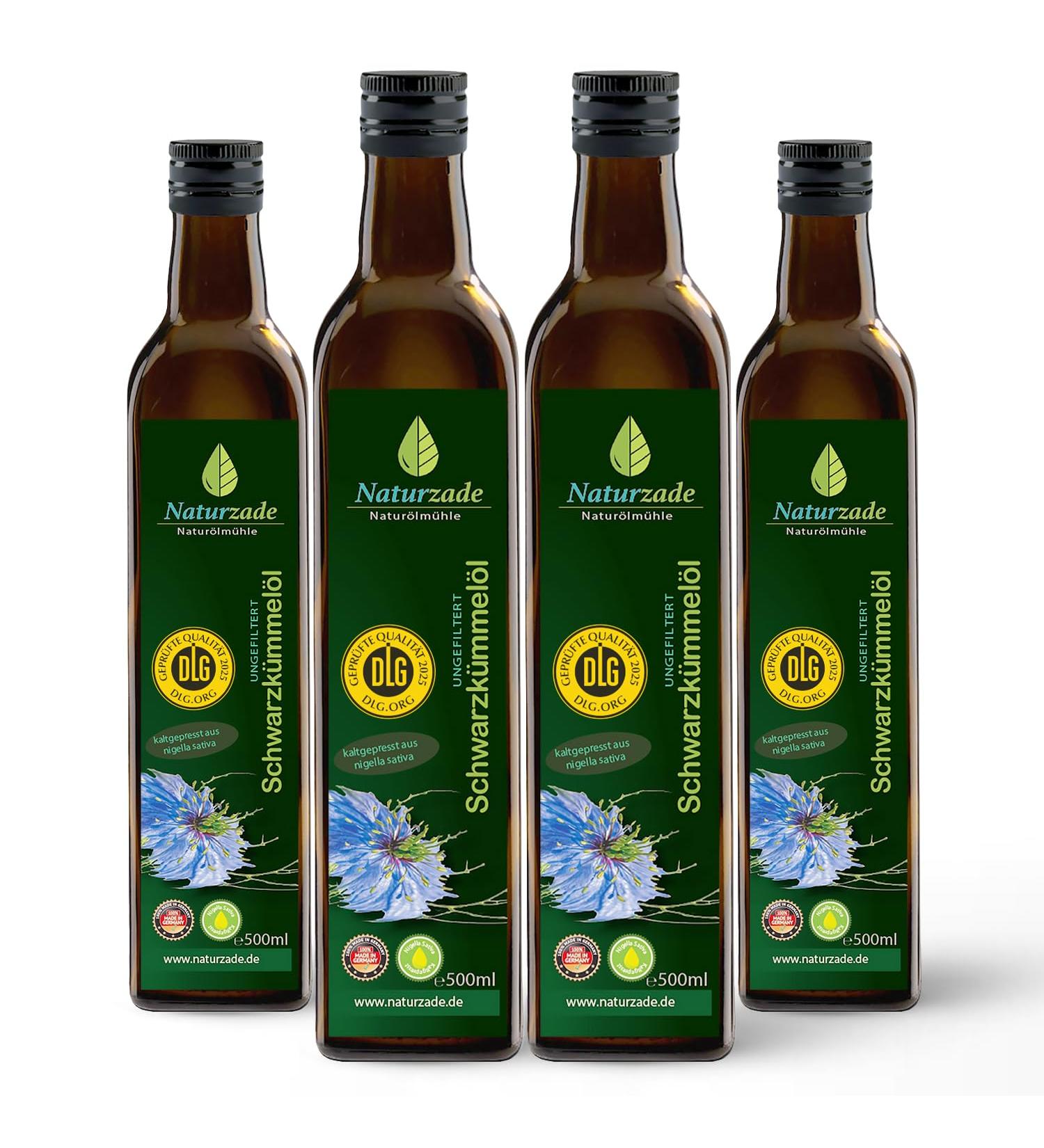  Naturzade Naturzade Black Seed Seed Oil - 2 Litre - Unfiltered Glass Bottle (4 x 500ml) - Cold Pressed - Direct From Manufacturer - Buy Online on GoSupps.com