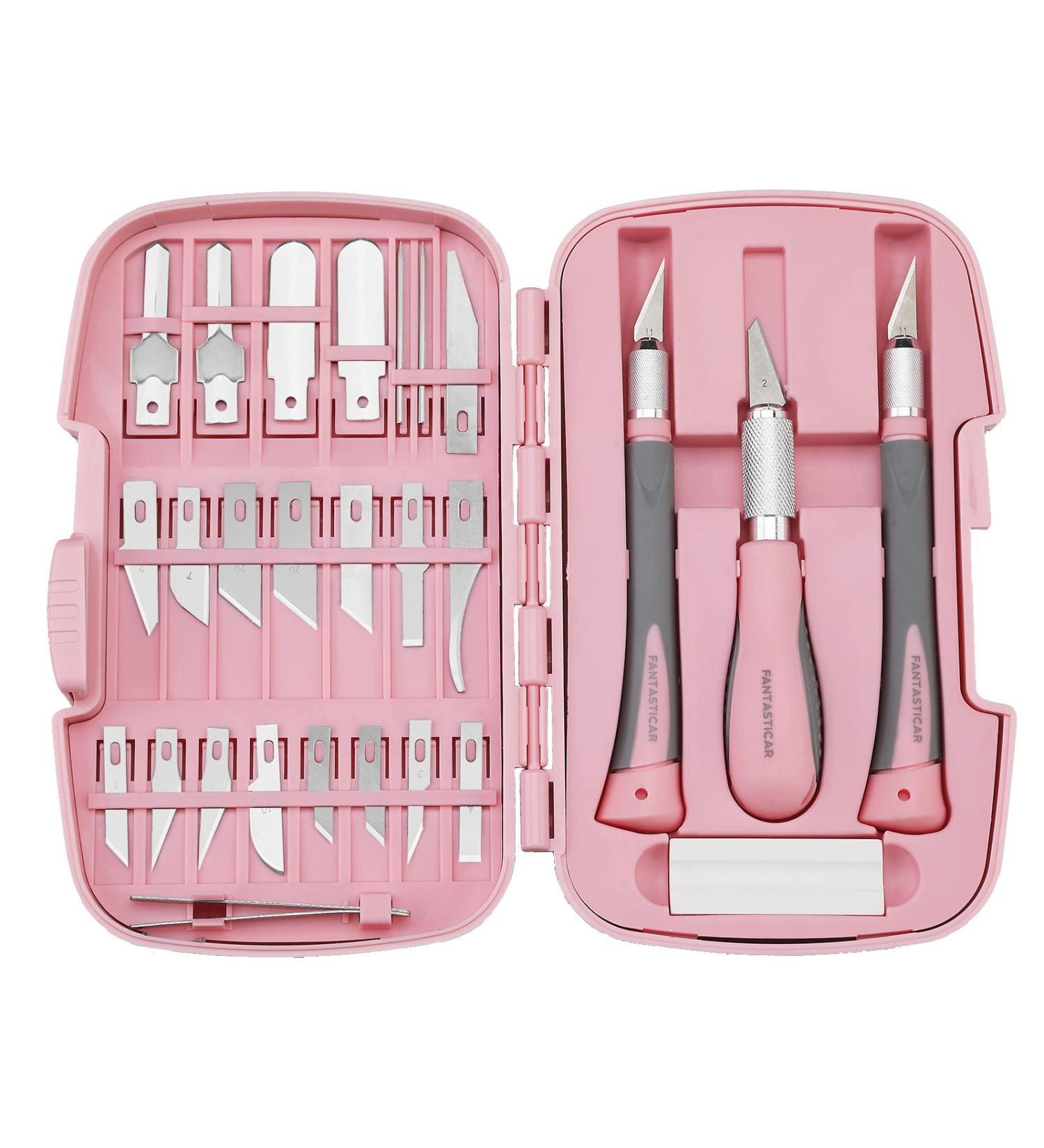FantastiCAR Craft Knife Set (30pcs) - Precision Cutter Blades for Art, Scrapbooking, Stencil, and More - Pink - Buy Online on GoSupps.com