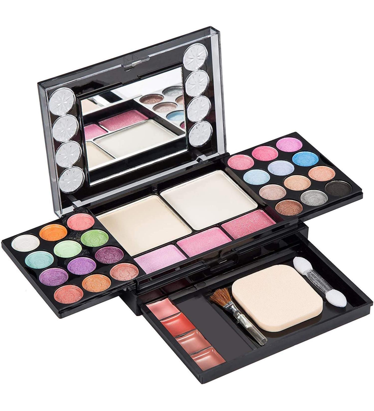 33 Bright Colors Eyeshadow Palette with Lip Gloss, Blush, Brushes | Highly Pigmented Cosmetic Makeup Kit - Buy Online on GoSupps.com