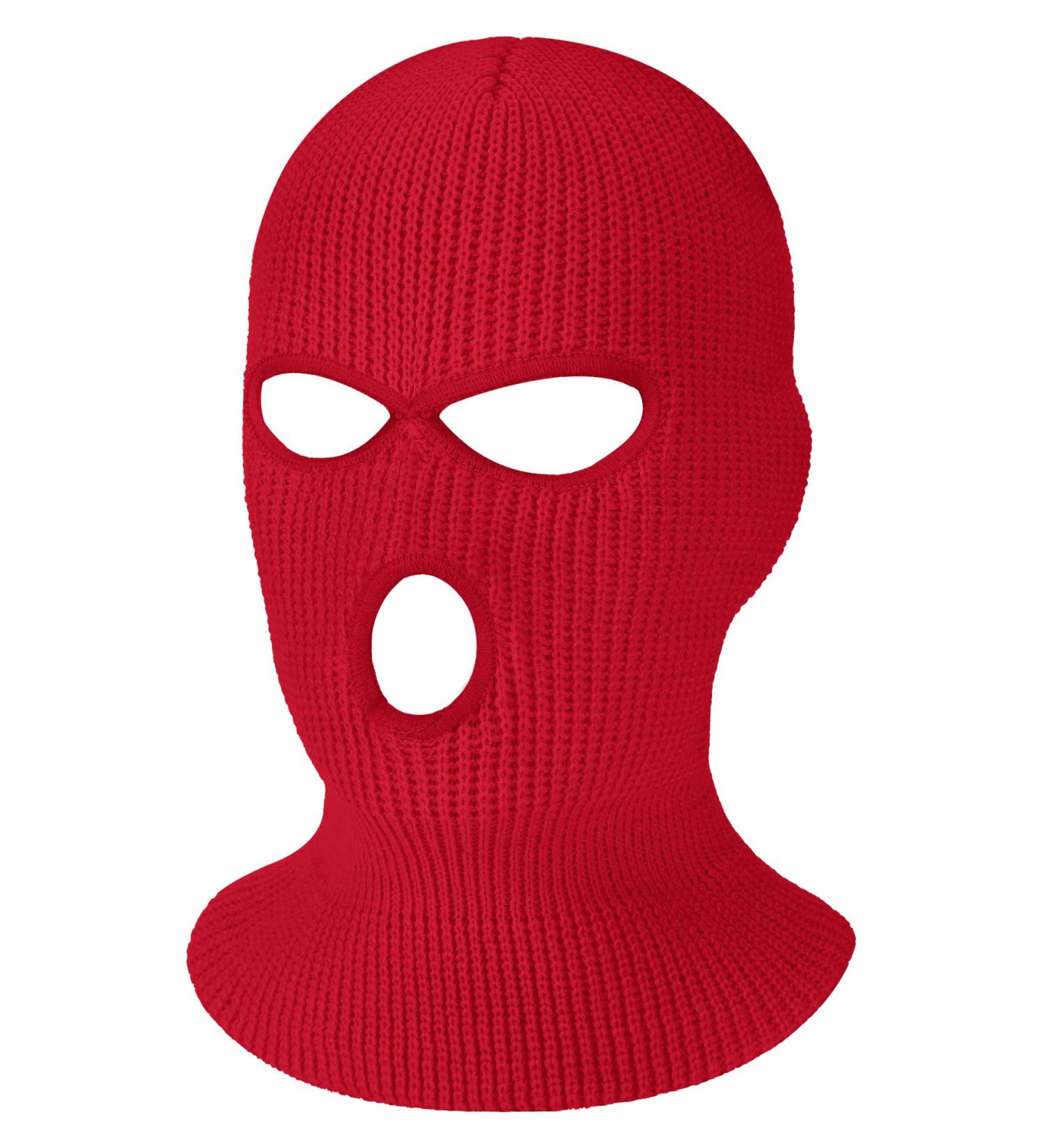 Geyoga 3 Hole Winter Knitted Full Face Cover Balaclava Ski Mask - Red, Adult Size | Ideal for Outdoor Sports - Buy Online on GoSupps.com
