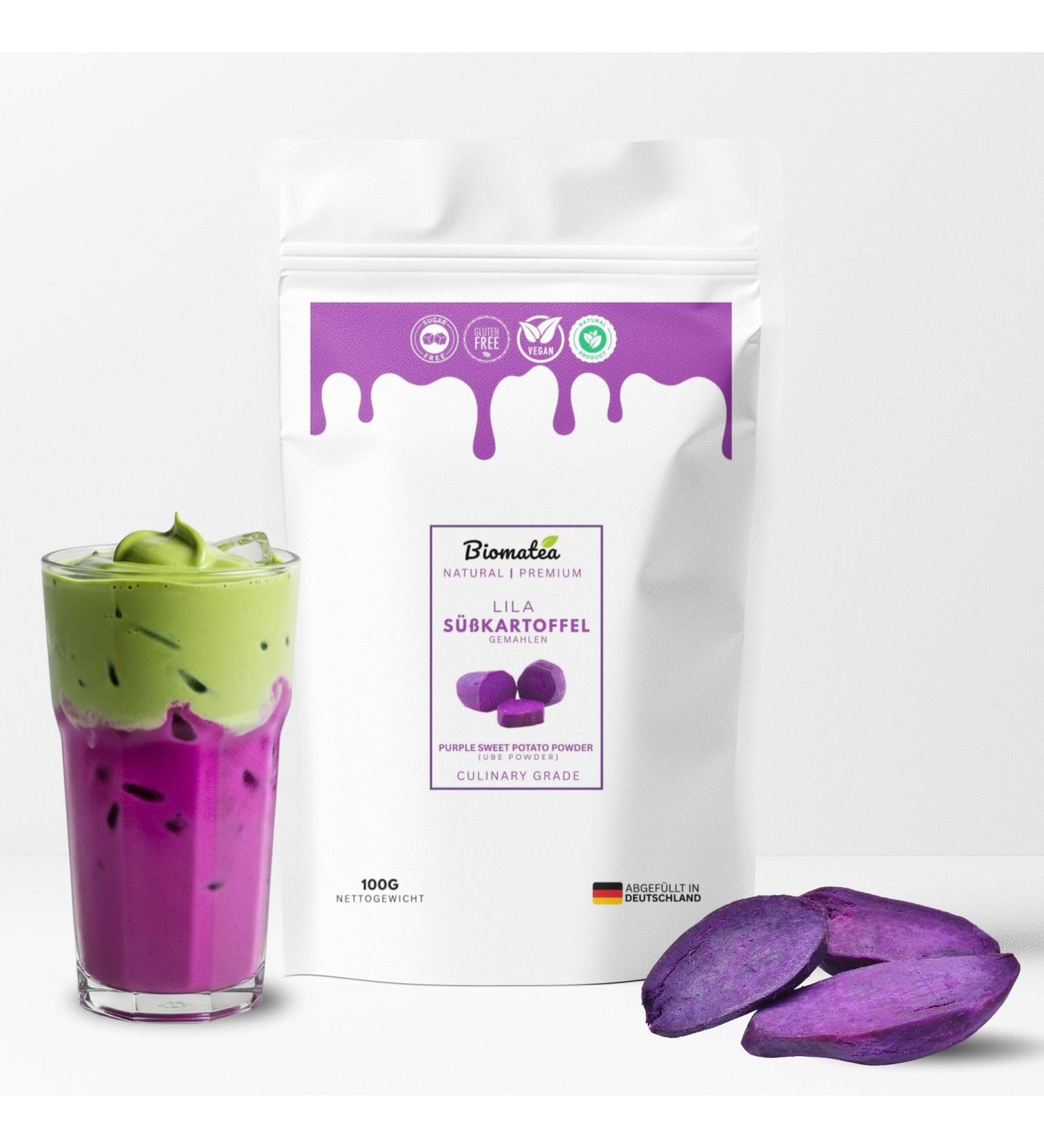 Biomatea Purple Sweet Potato Powder 100 g premium Ube Powder Purple Sweet Potato powder natural and pure without additives vegan and glutenfree potato powder - Buy Online on GoSupps.com