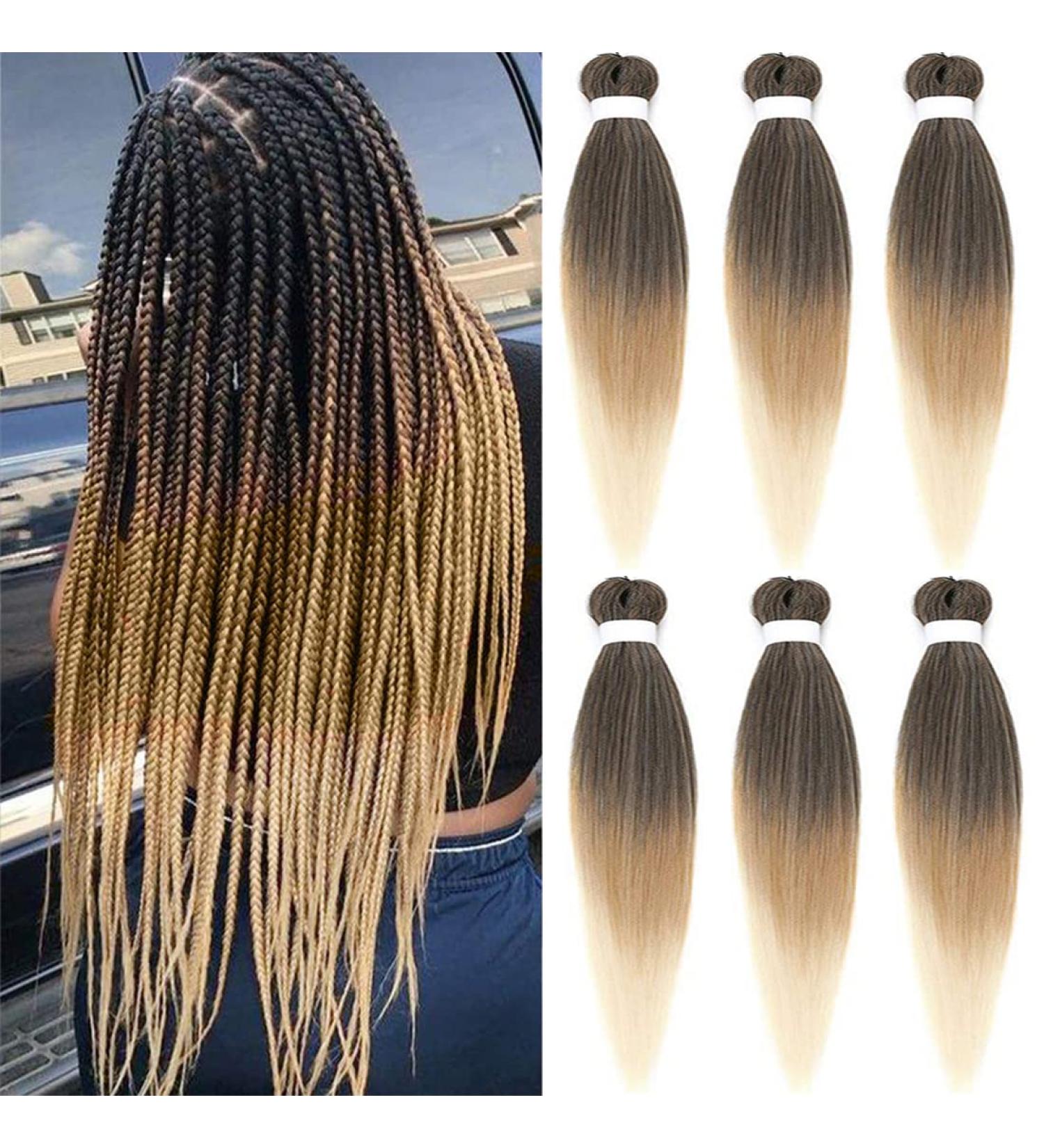 Pre-stretched Braiding Hair Easy Braid 6 Packs Professional Kanekalon Synthetic Fiber Crochet EZ Braids Yaki Texture Braiding Hair Extensions(1B/27/613 20 inch) 20 Inch (Pack of 6) T1B/27/613 - Buy Online on GoSupps.com